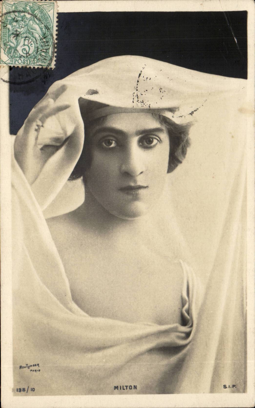 Fantasy - Woman - Alluring eyes - woman draped in thin cloth CPA