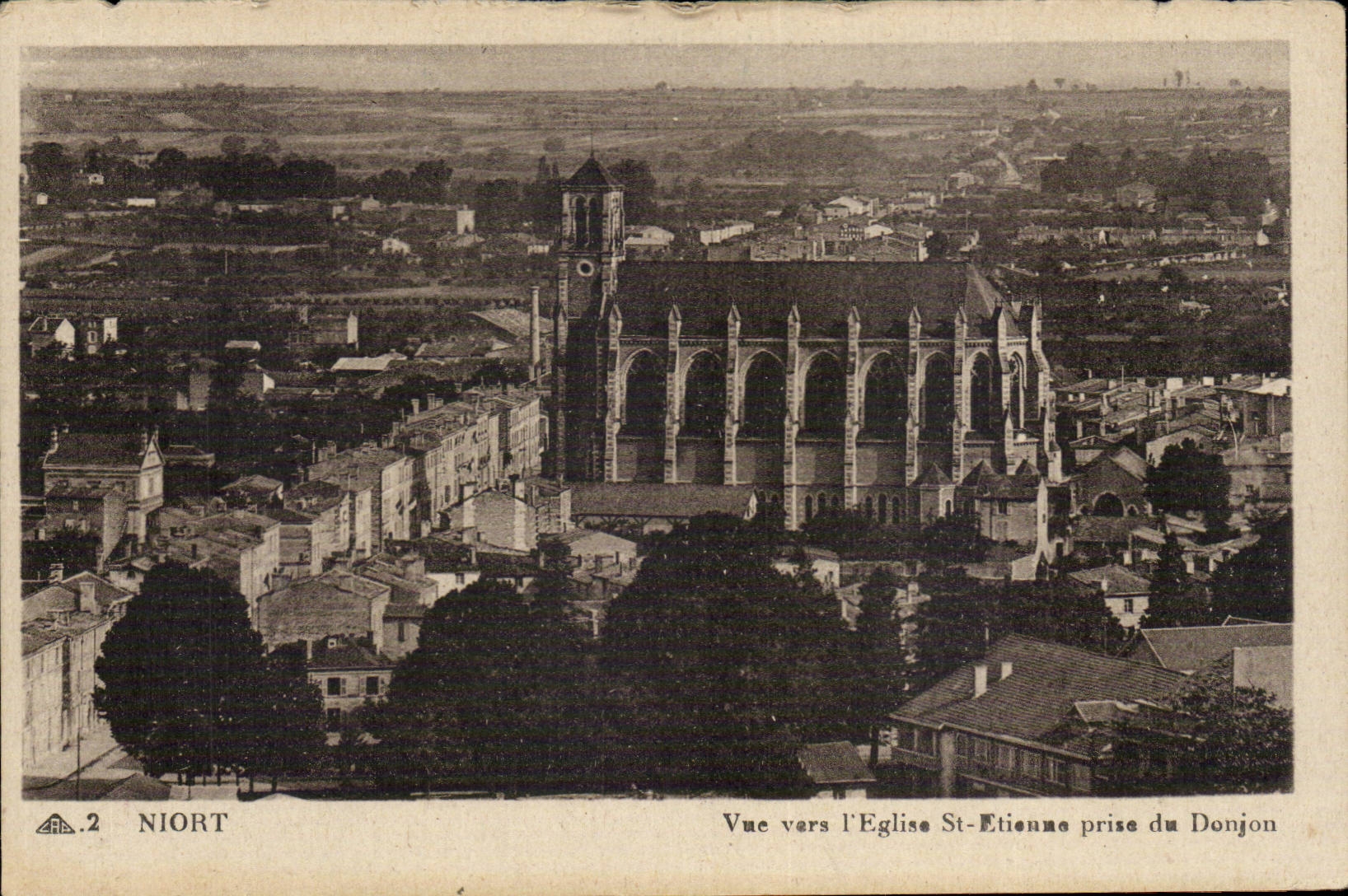 Niort - Sight towards the Church St Etienne taken of Keep CPA