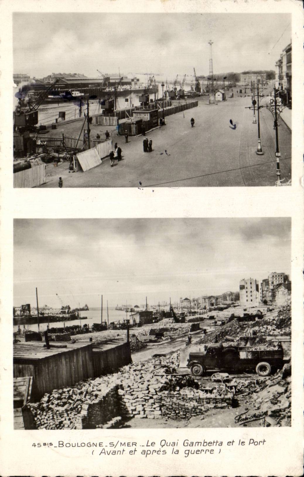 Boulogne on Sea - the Gambetta Quay and the Port - CPA
