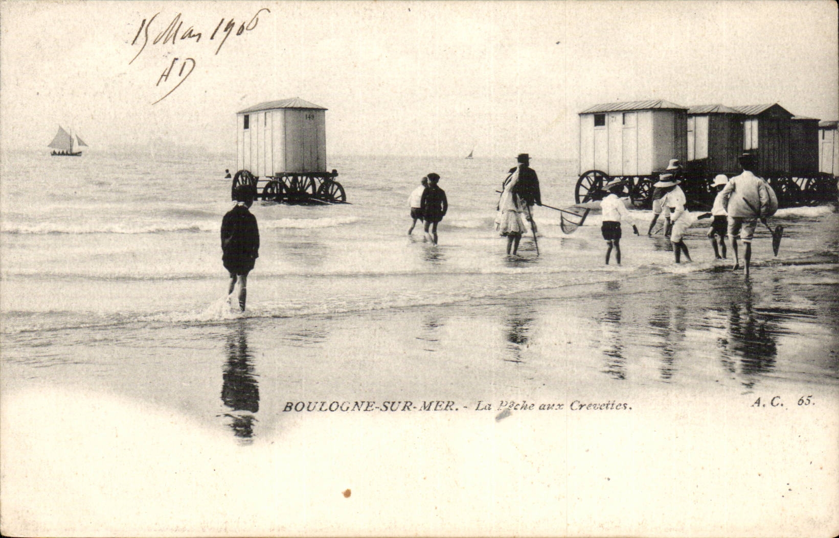 Boulogne on Sea - Fishing with Shrimps - Shrimp fishing CPA