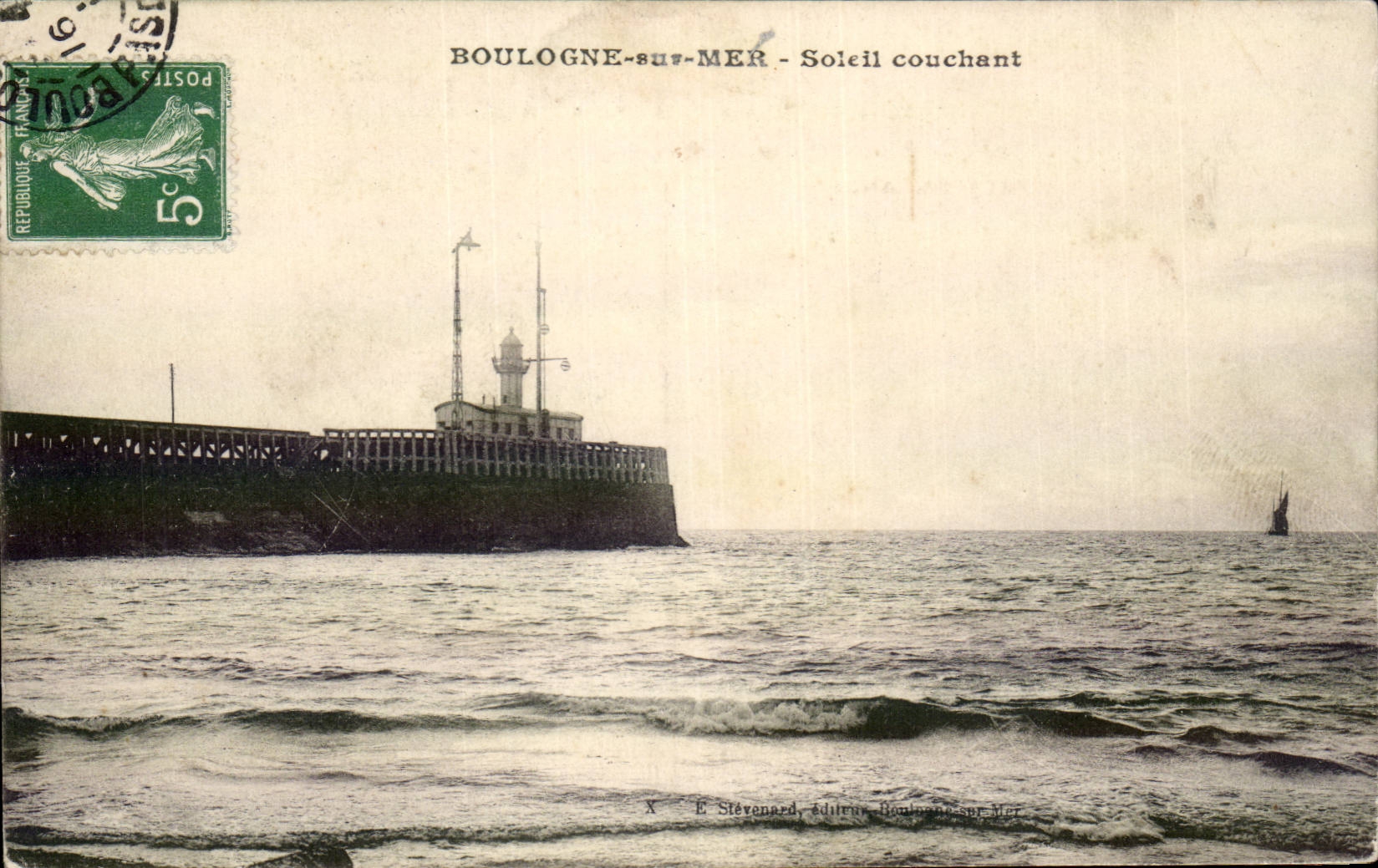 Boulogne on Sea - Setting Sun - setting sun CPA