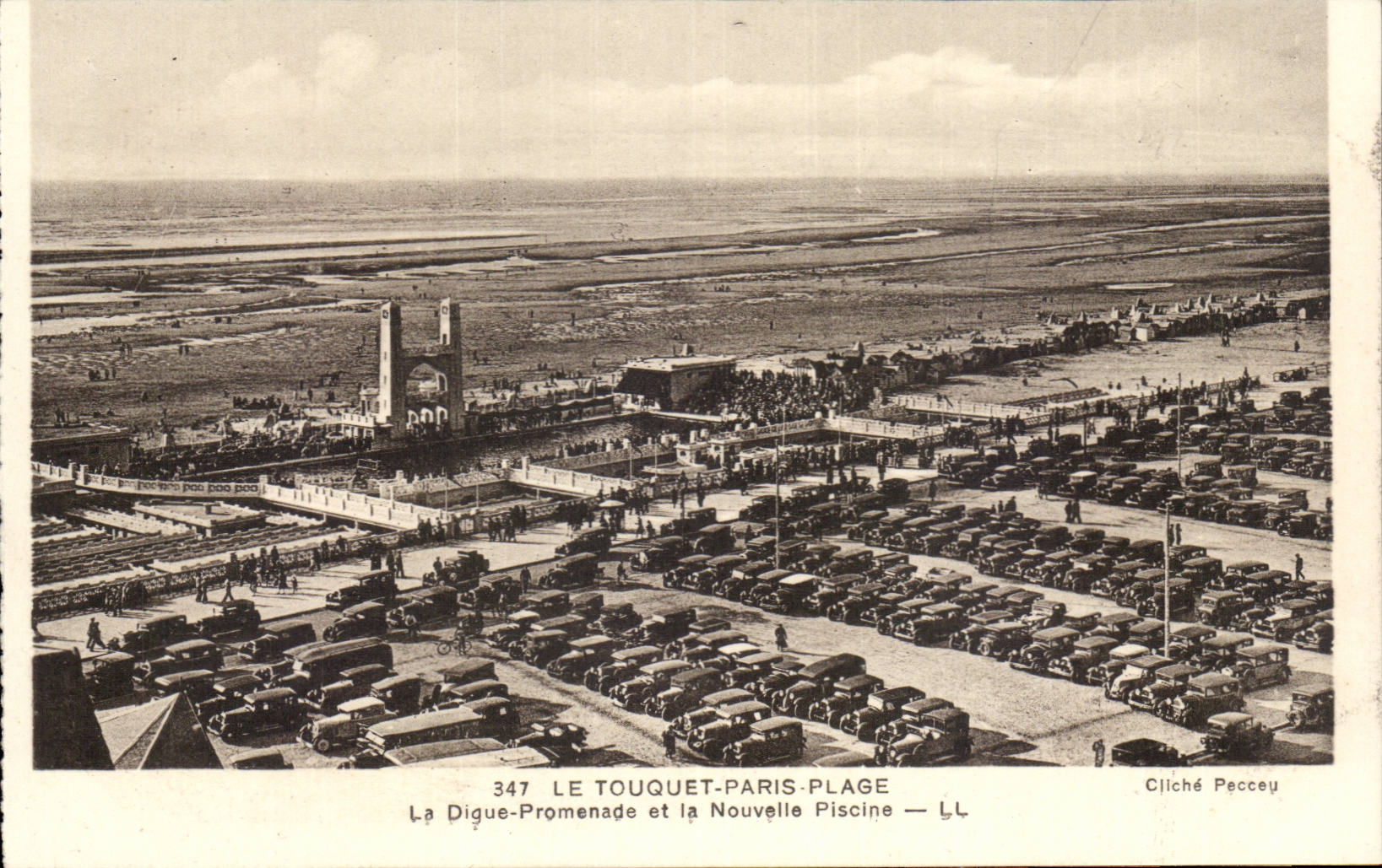Touquet Paris Strand - der Verdammungs-Weg und der neue Swimmingpool - CPA