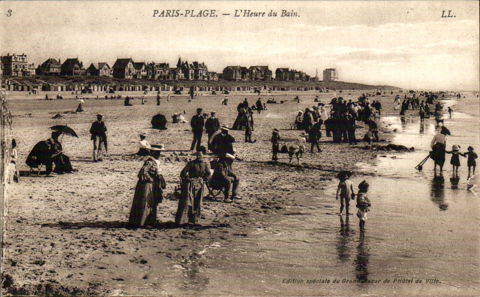 Touquet Paris Strand - die Stunde des Bades - CPA