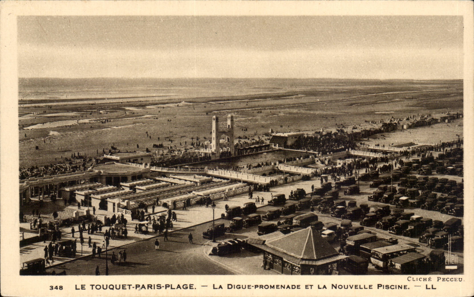 Touquet Paris Strand - der Verdammungs-Weg und der neue Swimmingpool - CPA