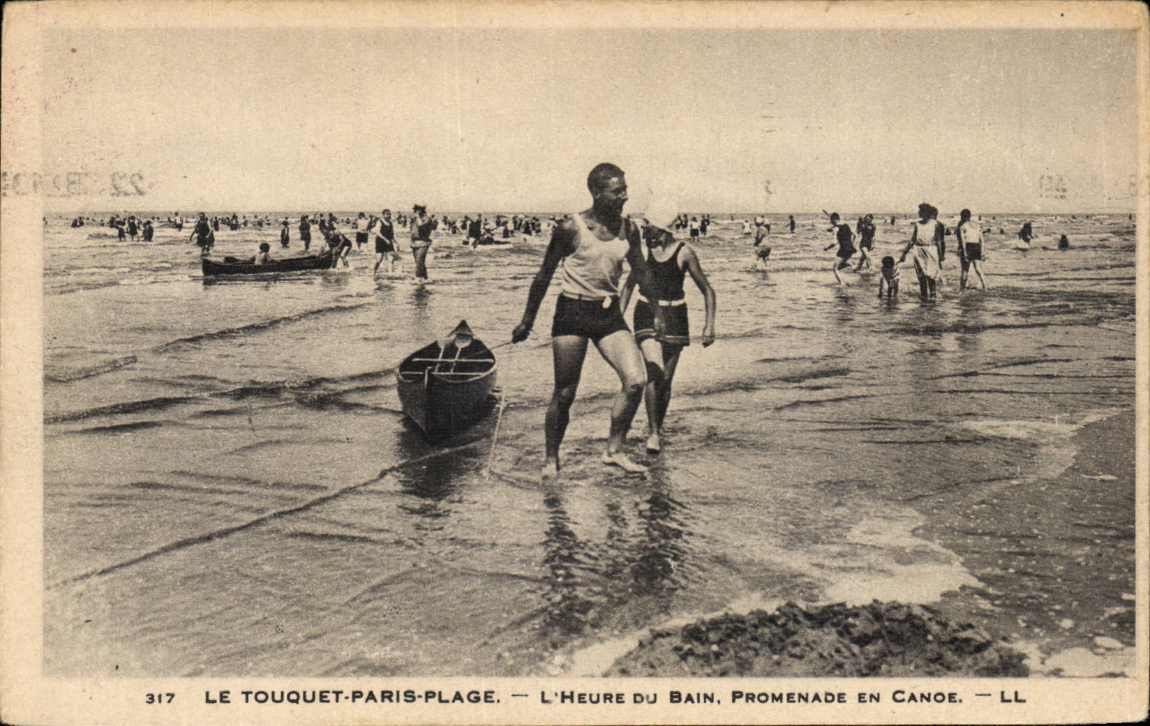 Touquet Paris Strand - die Stunde des Bades - Weg im Kanu - CPA