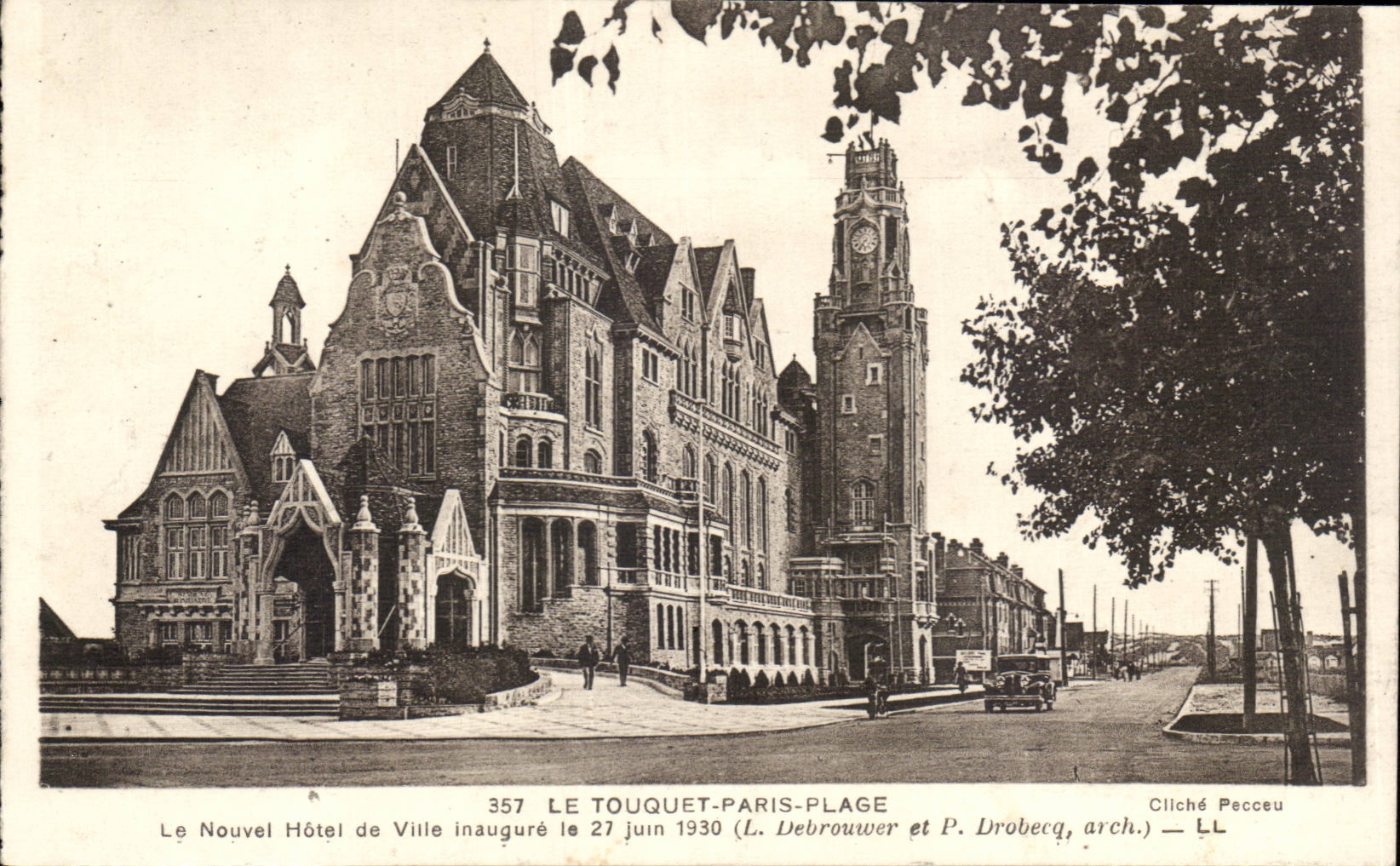Touquet Paris Strand - das neue Rathaus - CPA