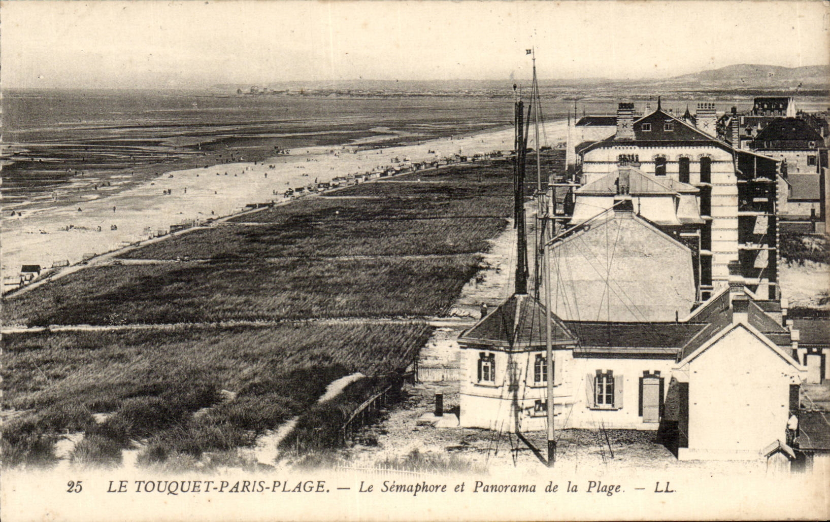 Touquet Paris Beach - the Semaphore and Panorama of the Beach - CPA