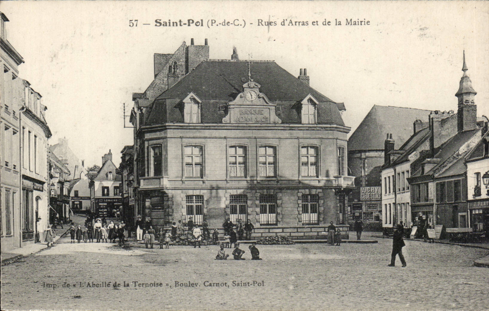 Saint pol - Streets of Arras and the Town hall (children) - CPA