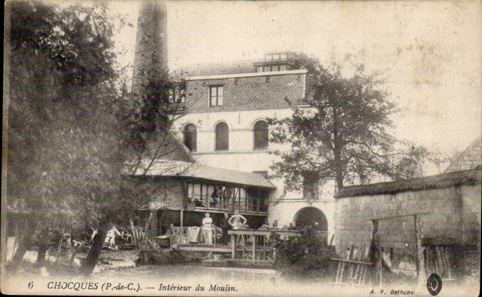 Chocques - Interior of the Mill - windmill CPA