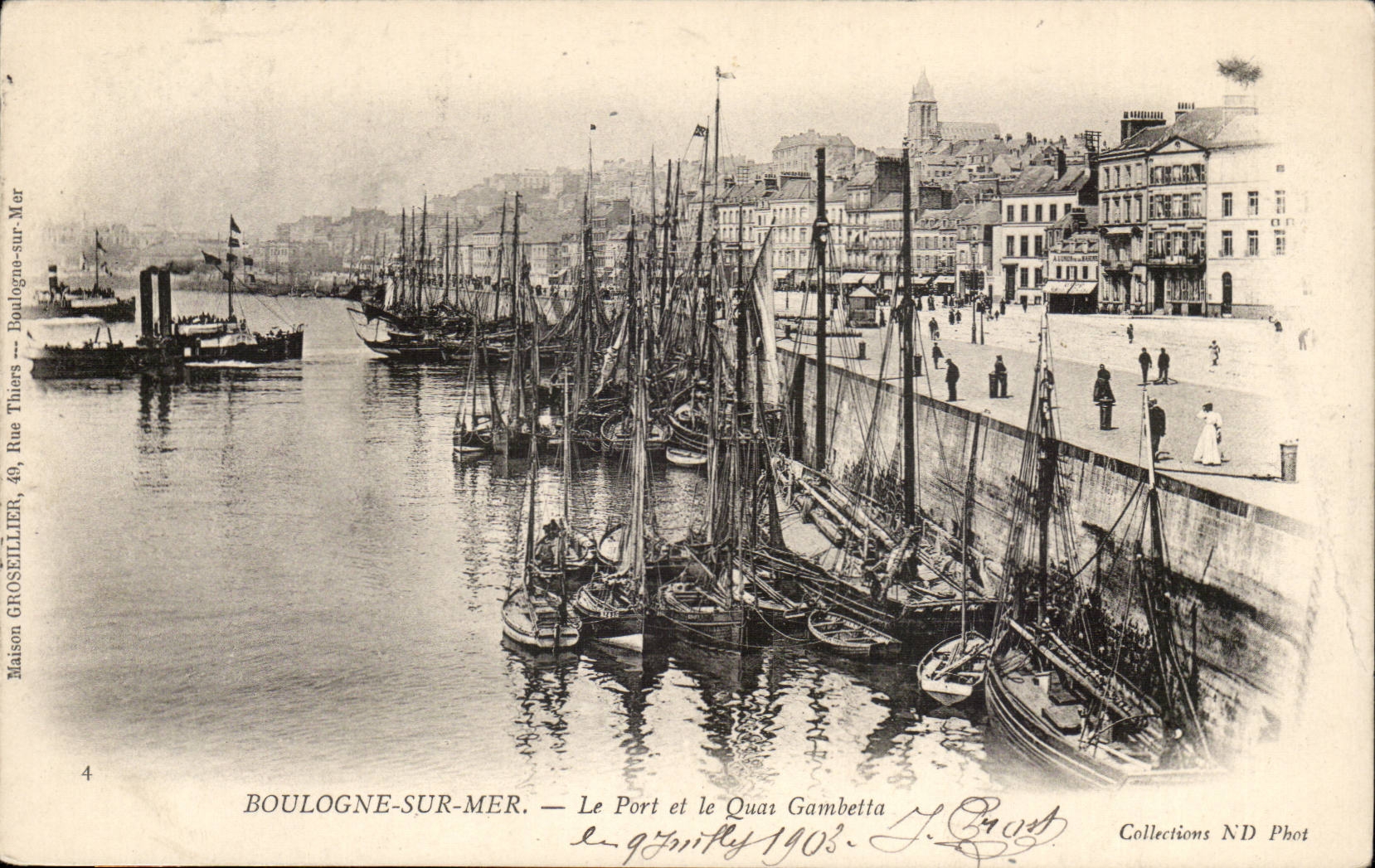 Boulogne auf Meer - der Hafen und der Quay Gambetta CPA
