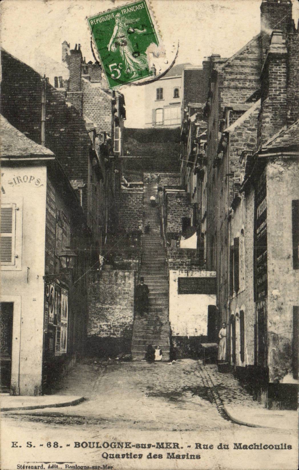 Boulogne auf Meer - Strasse des Machicolation - Bezirk der Seeleute - Seemannbezirk CPA