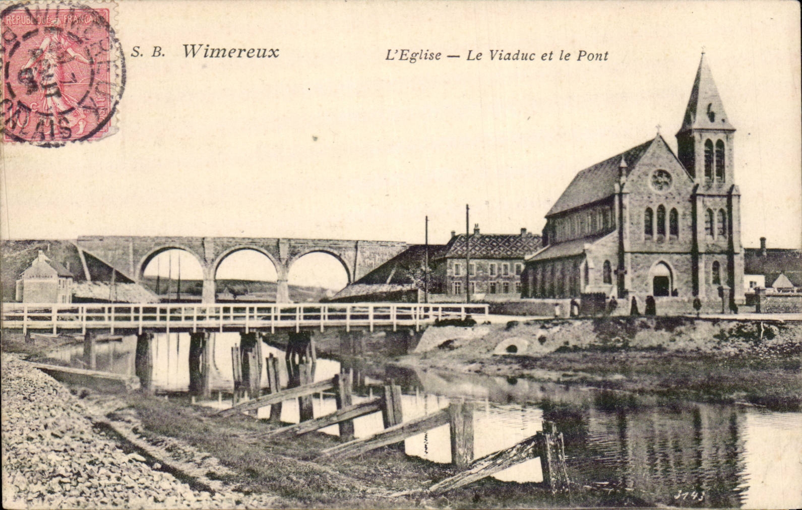 Wimereux - die Kirche - der Viaduct und die Brucke - CPA