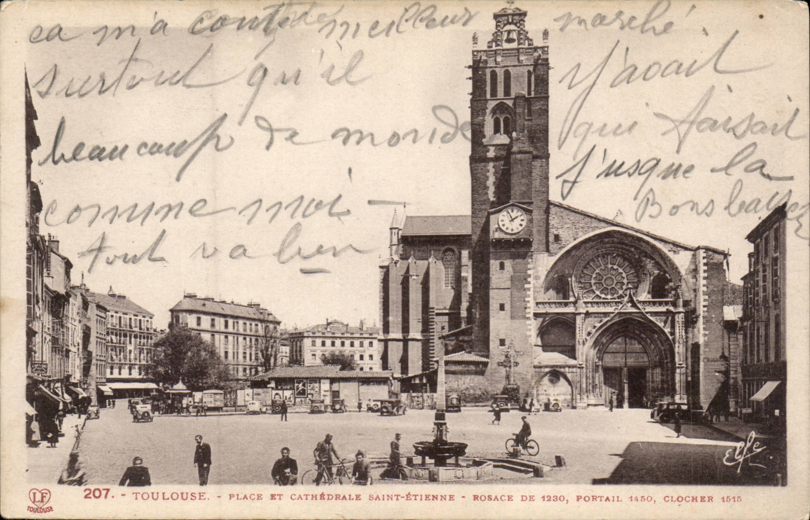 Toulouse - Place et Cathedrale Saint Etienne - velo - CPA 