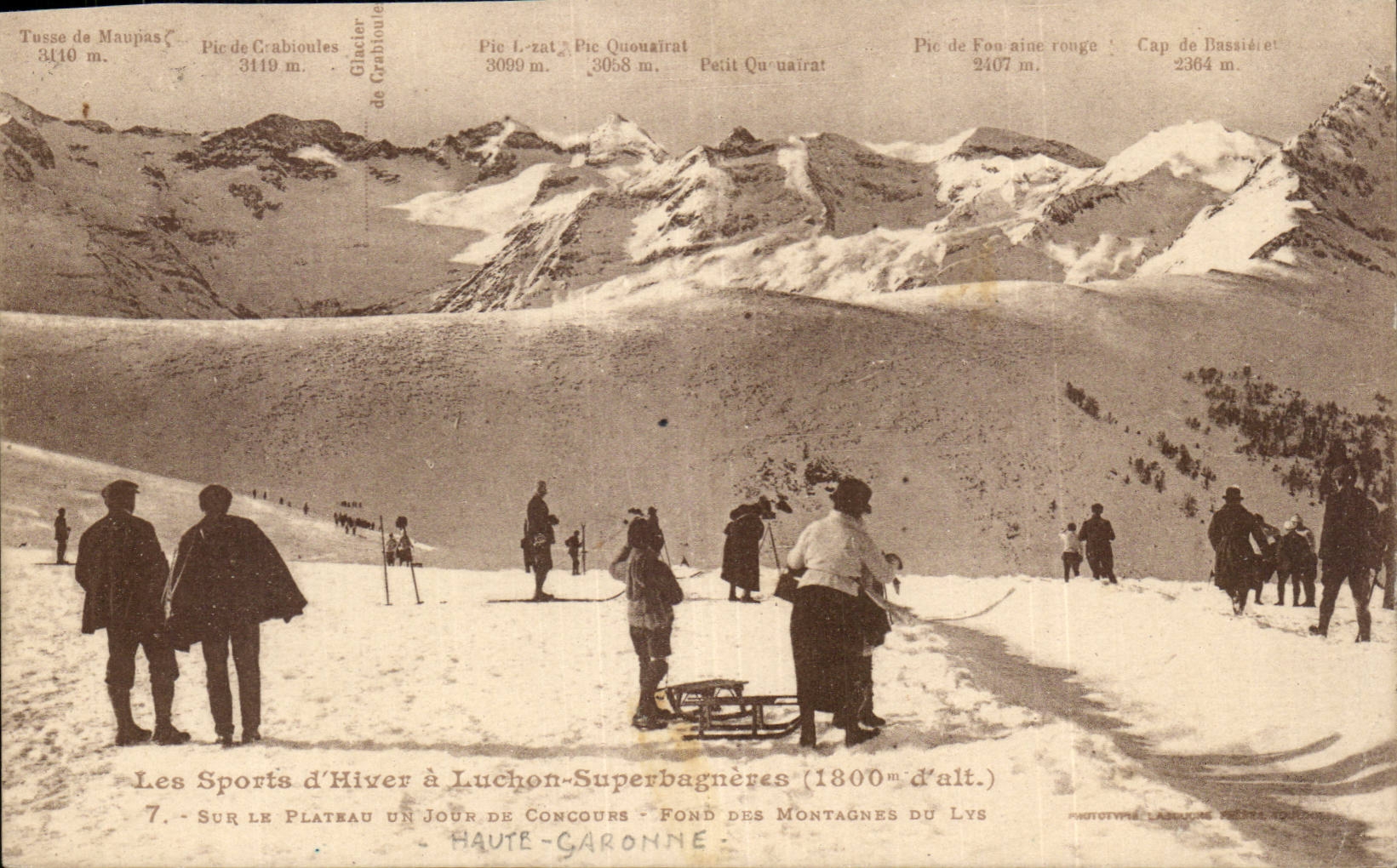 Luchon - Superbagneres - Winter sports - ski - skiing 1800 of alt - On Plate CPA Toboggan