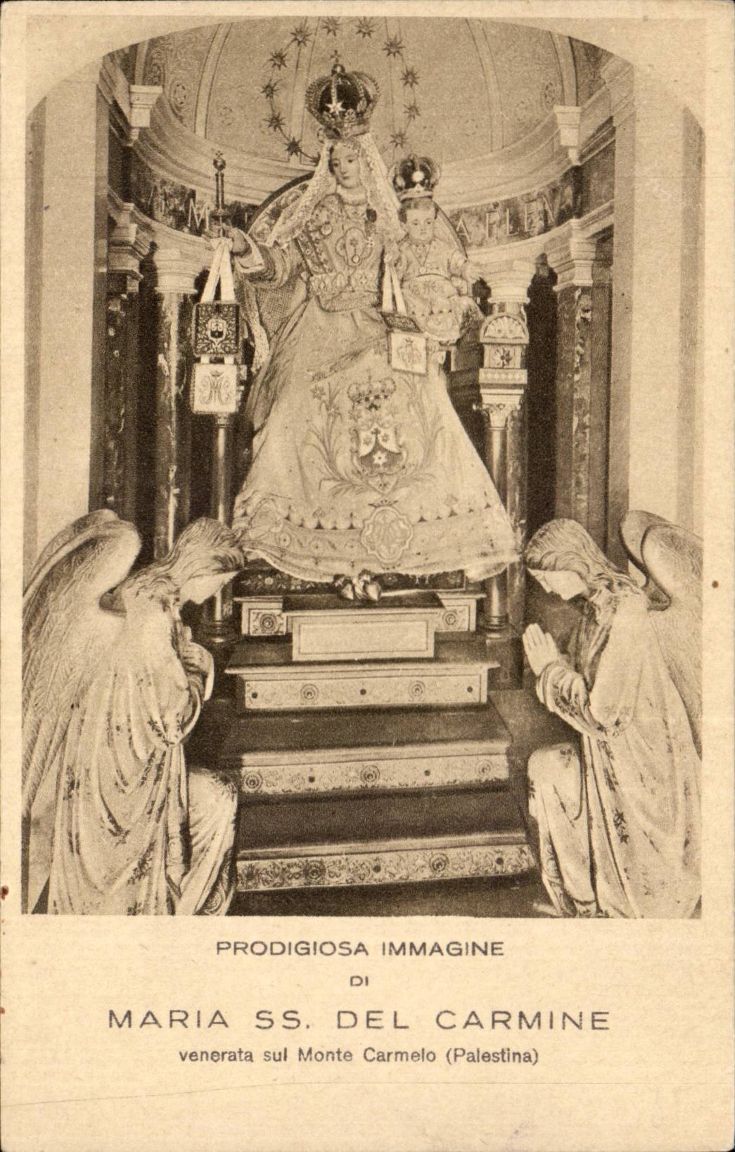 Israel-- Maria-S LED Farbungen mit Karmin - Prodigiosa Immagine - venorata sul Monte Carmelo CPA