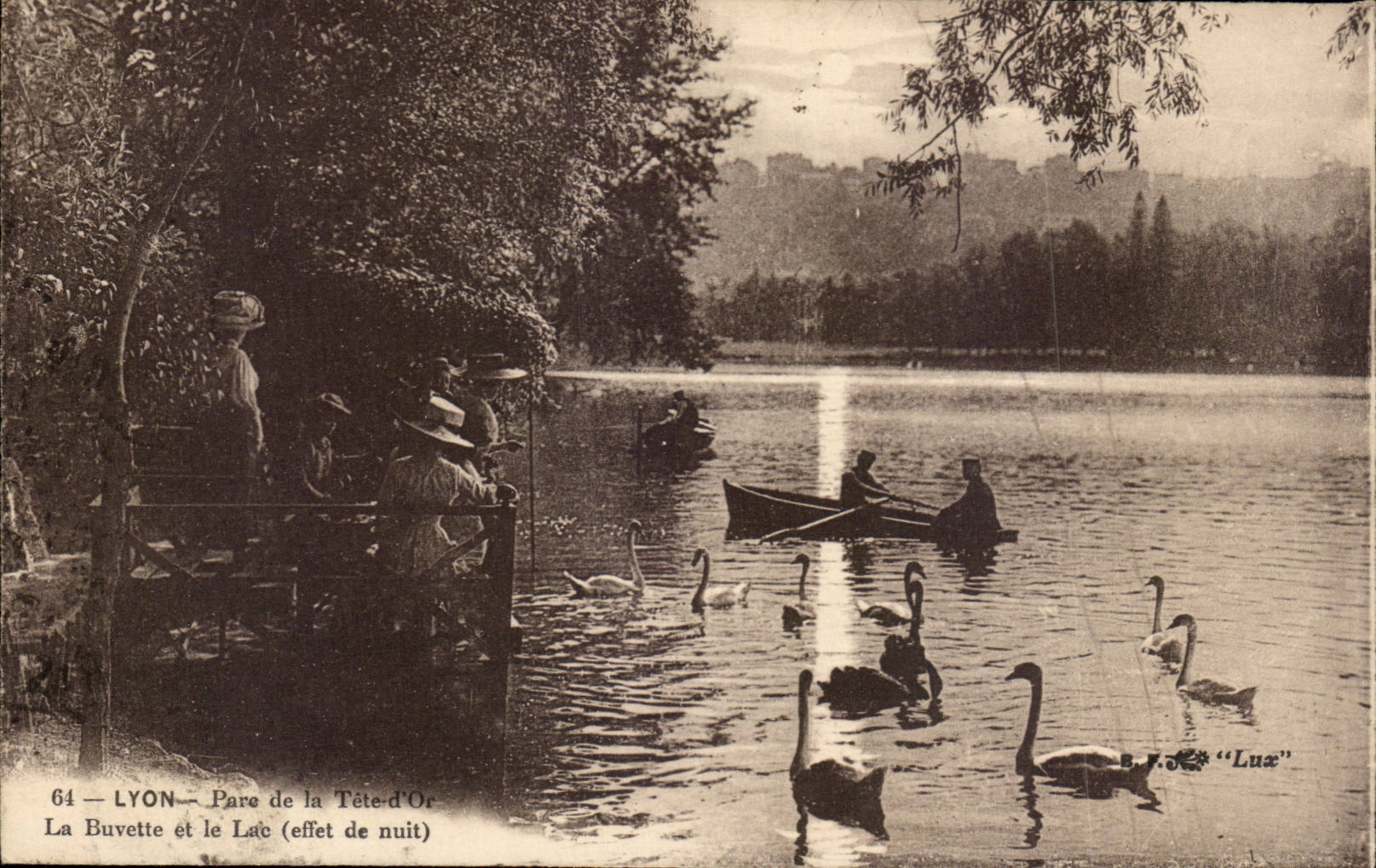 Lyon - Park des Goldkopfes - der Erfrischungsstab und der See - Boot - Boot - Schwane - Schwane - CPA