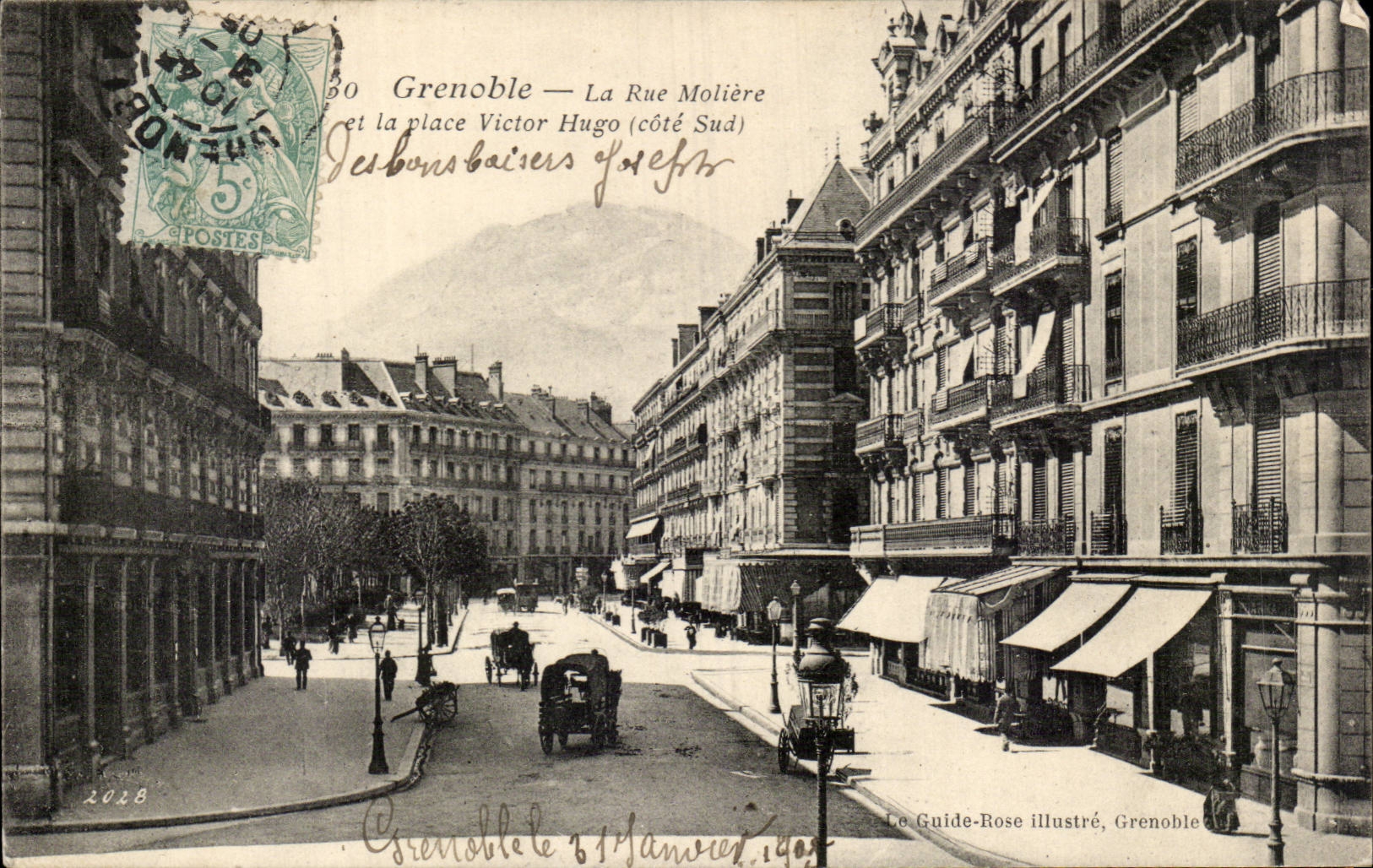 Grenoble - the Street Moliere - the Place Victor Hugo - CPA
