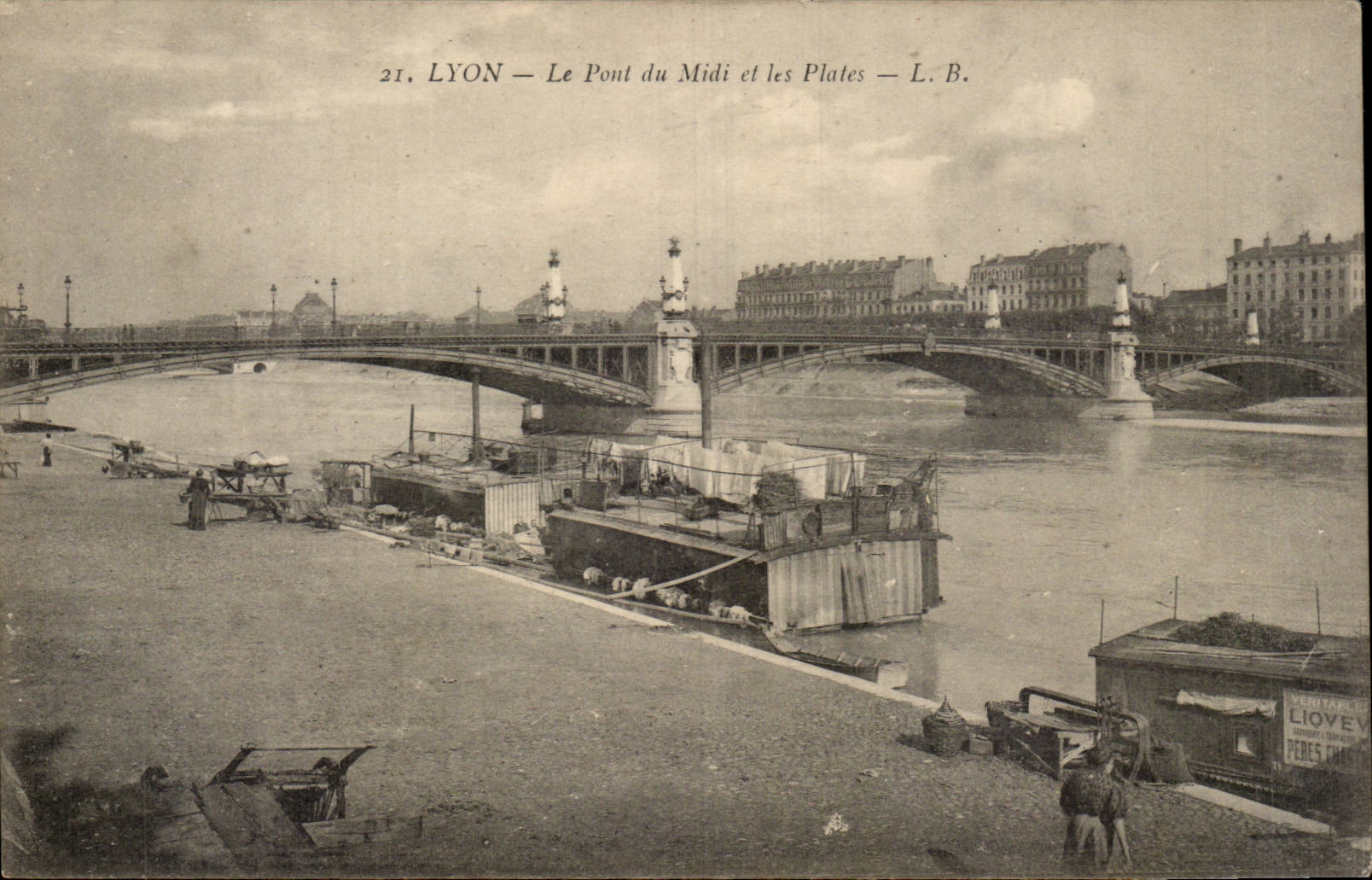 Lyon - the Bridge of the South and Punts - CPA