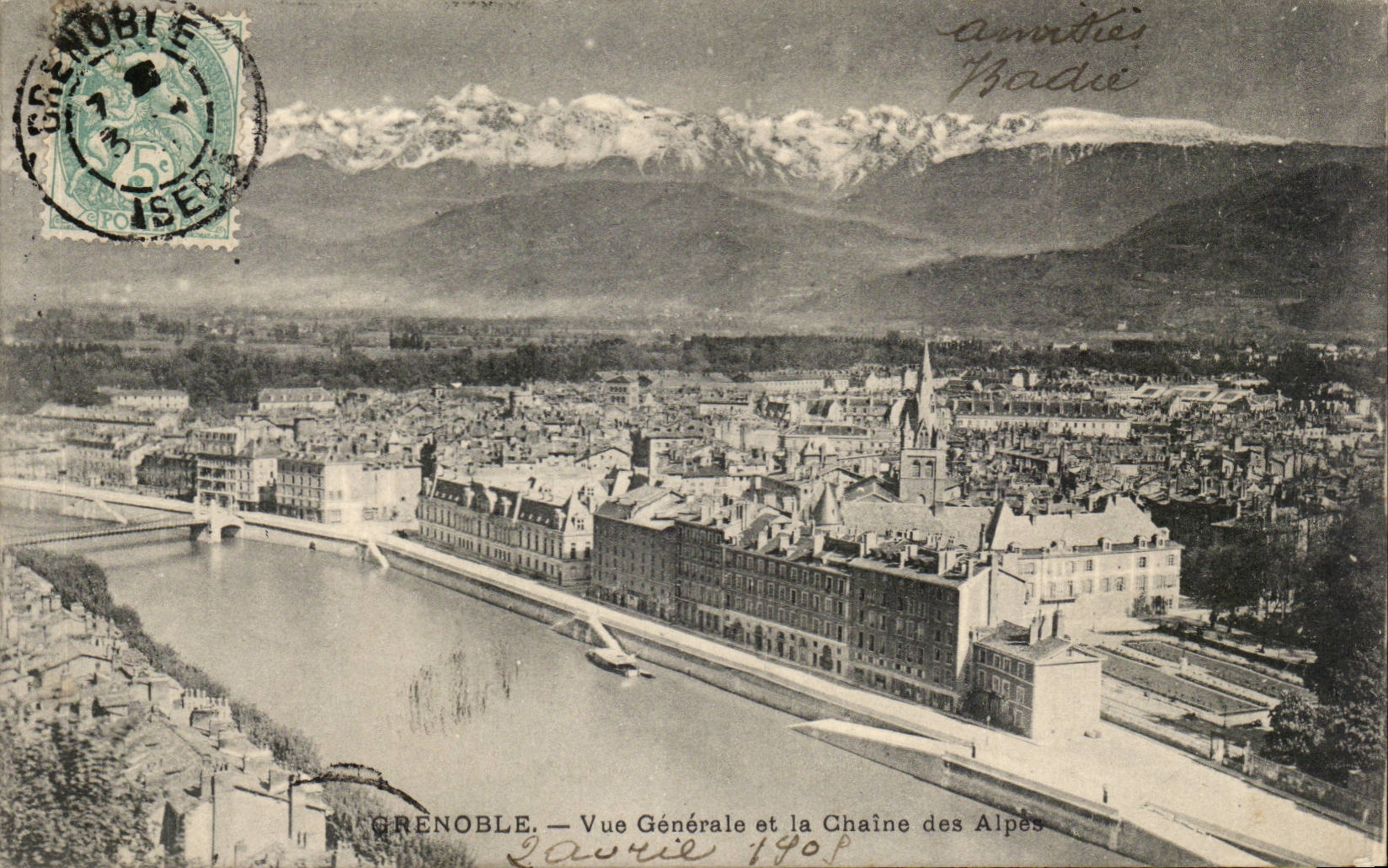 Grenoble - View and the Alpine range - CPA
