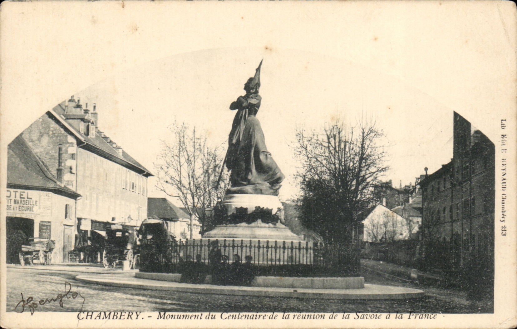 Chambery - the Monument of the Centenary of the meeting of Savoy of France CPA