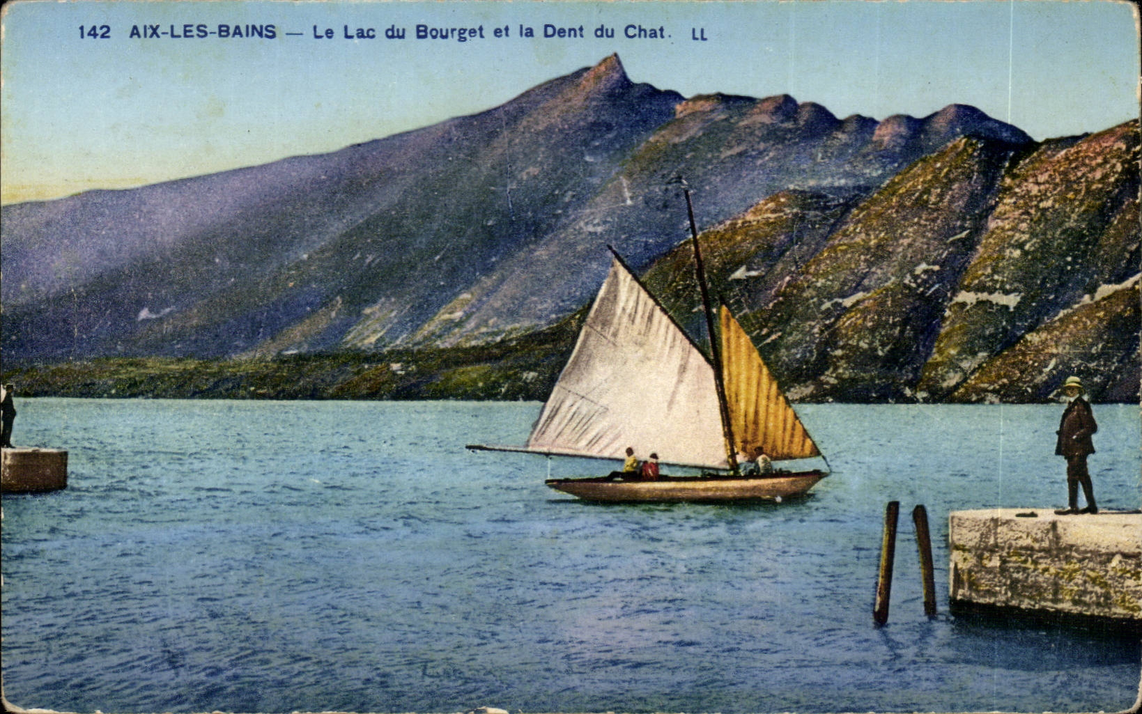 Aix les Bains - Lake of Le Bourget - Tooth of the Cat - Sailing ship - Sailboat - boat - CPA