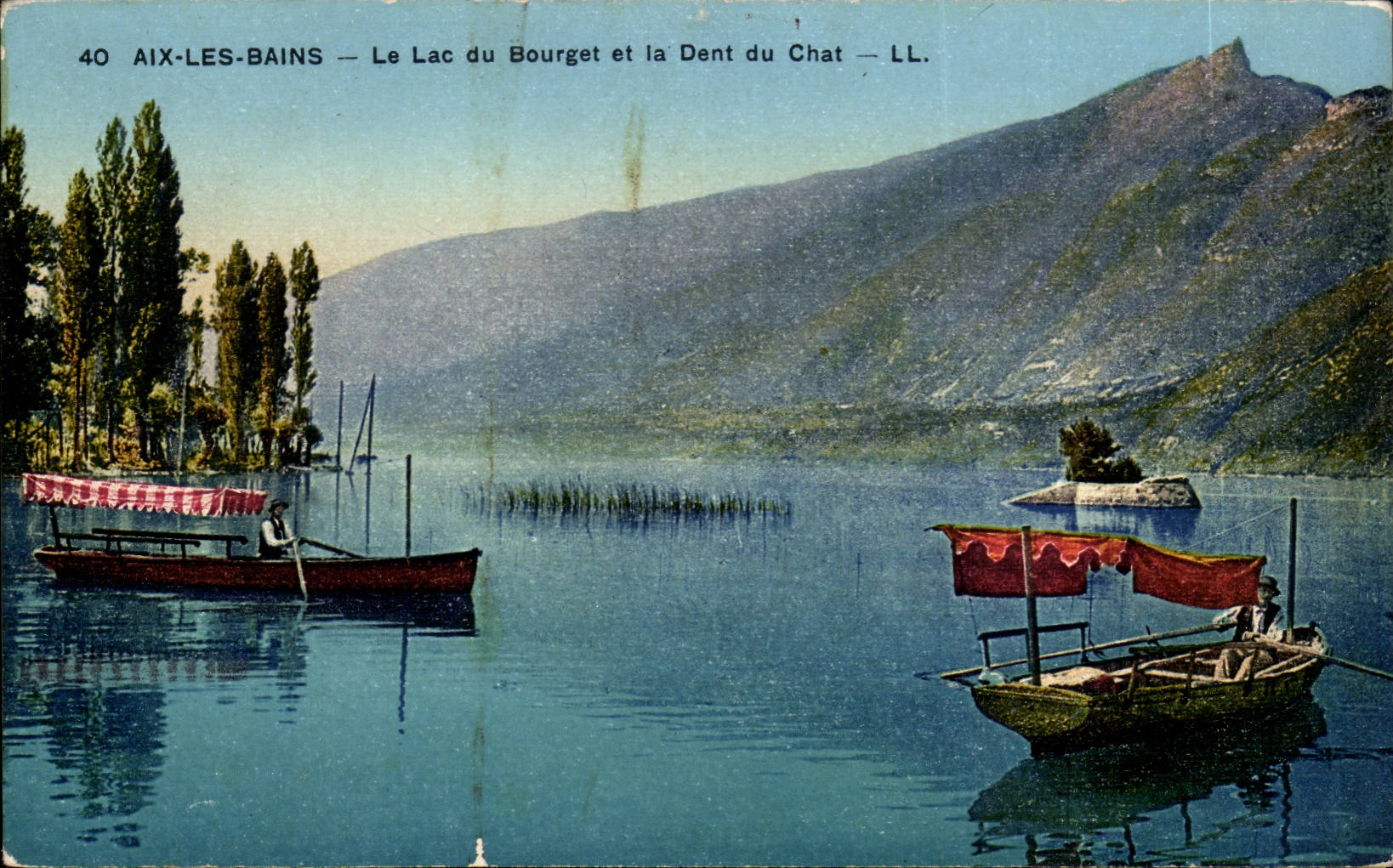 Aix les Bains - Lake of Le Bourget - Tooth of the Cat - boat - boat - CPA