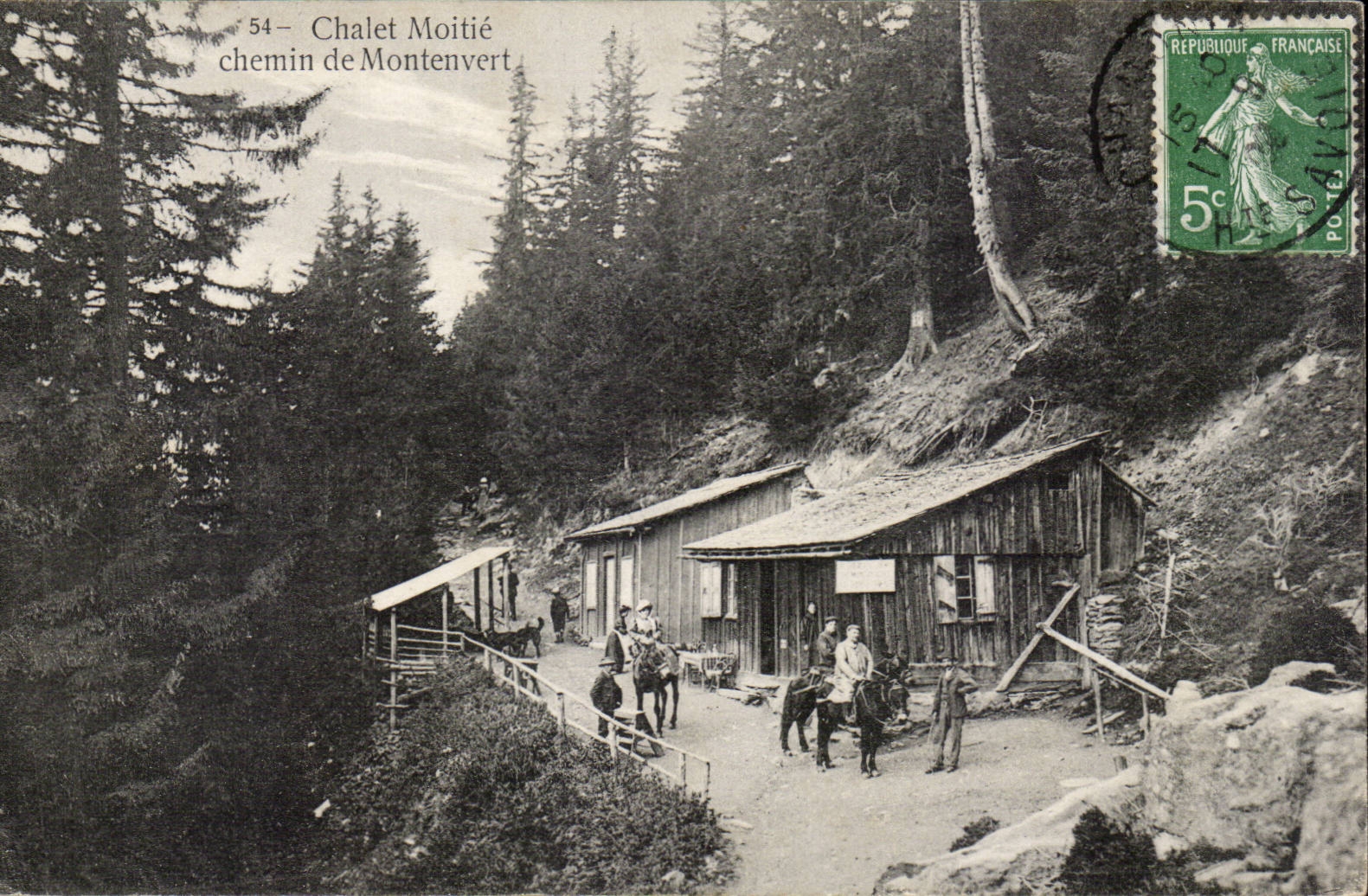 Landhauschen in der Mitte von Montenvert - Pferd - Pferdeneselsesel - CPA