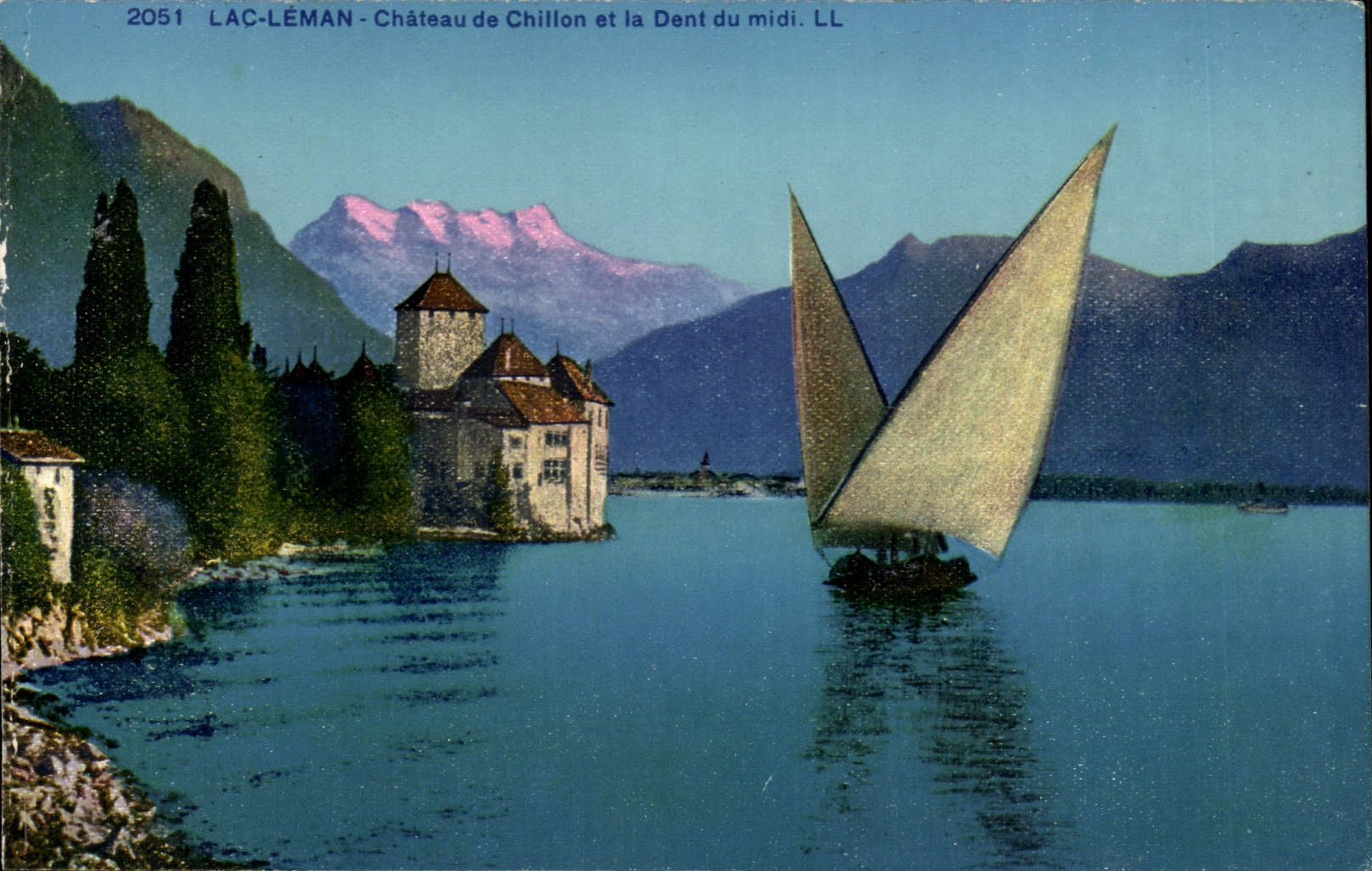 Lake Leman - Castle of Chillon and dent du midi - CPA