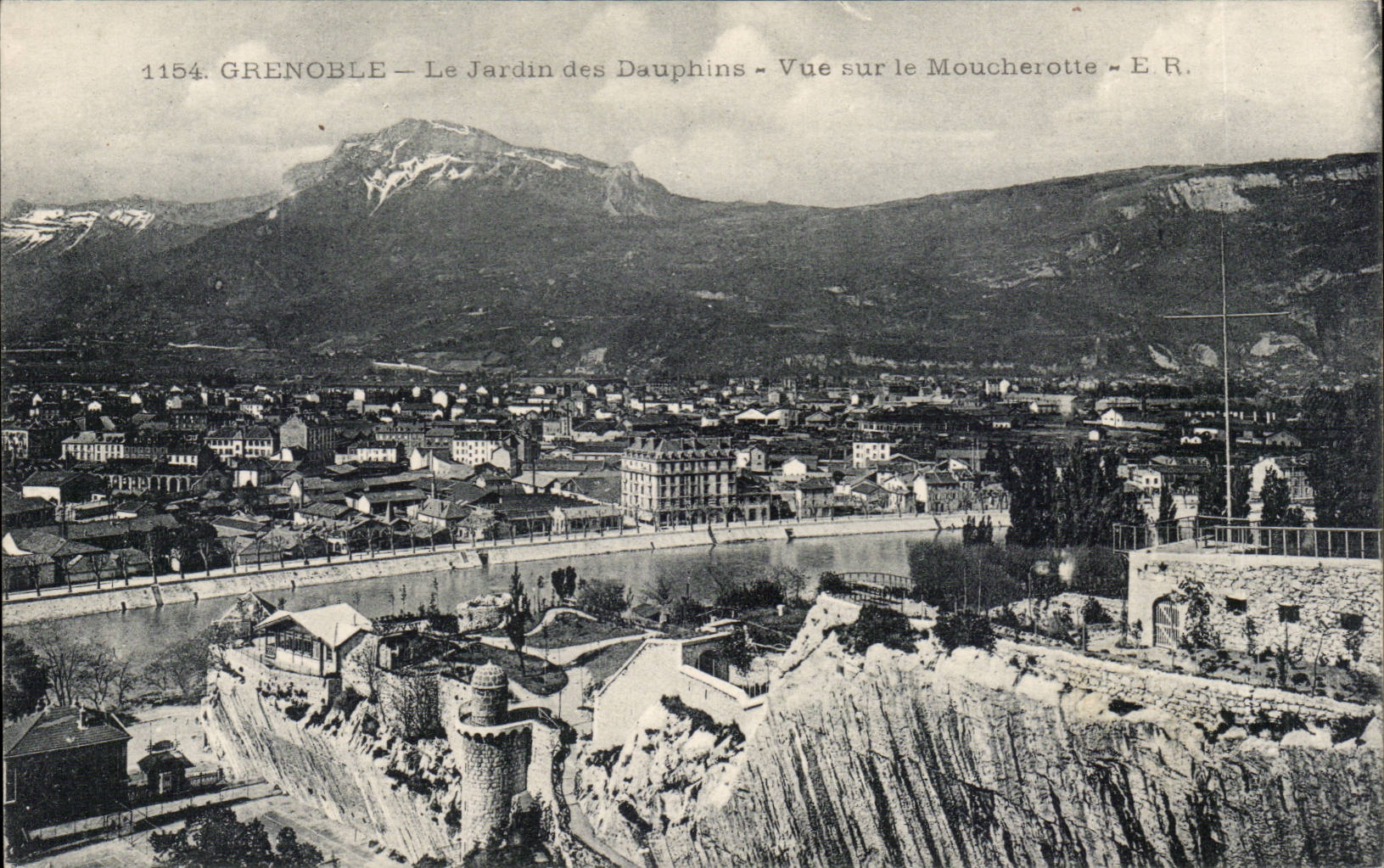 Grenoble - Gardens of the Dolphins - Sight on Moucherotte CPA