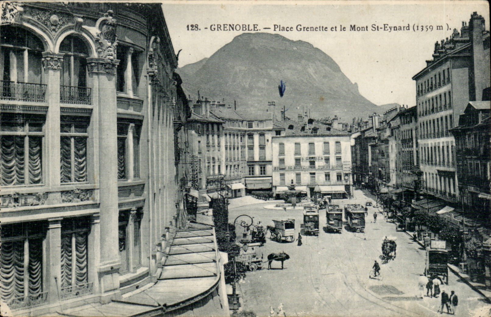 Grenoble - Place Grenette and the Mount St Eynard - bus CPA