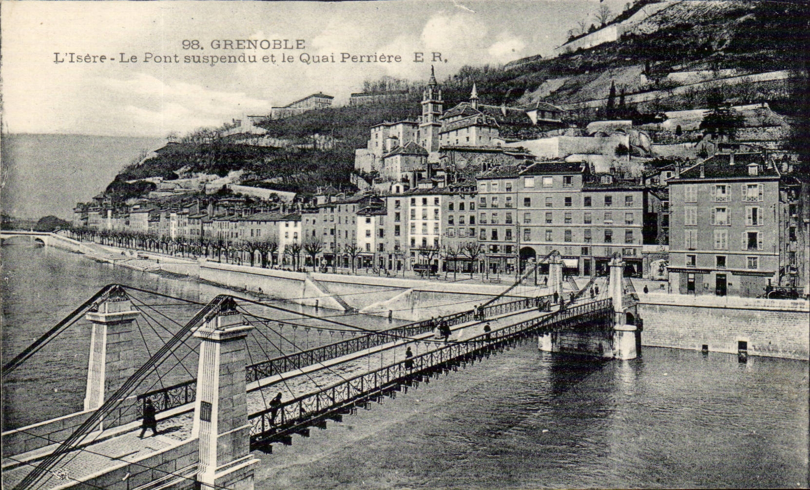 Grenoble - Isere - the Suspended bridge and the Quay Stone quarry CPA