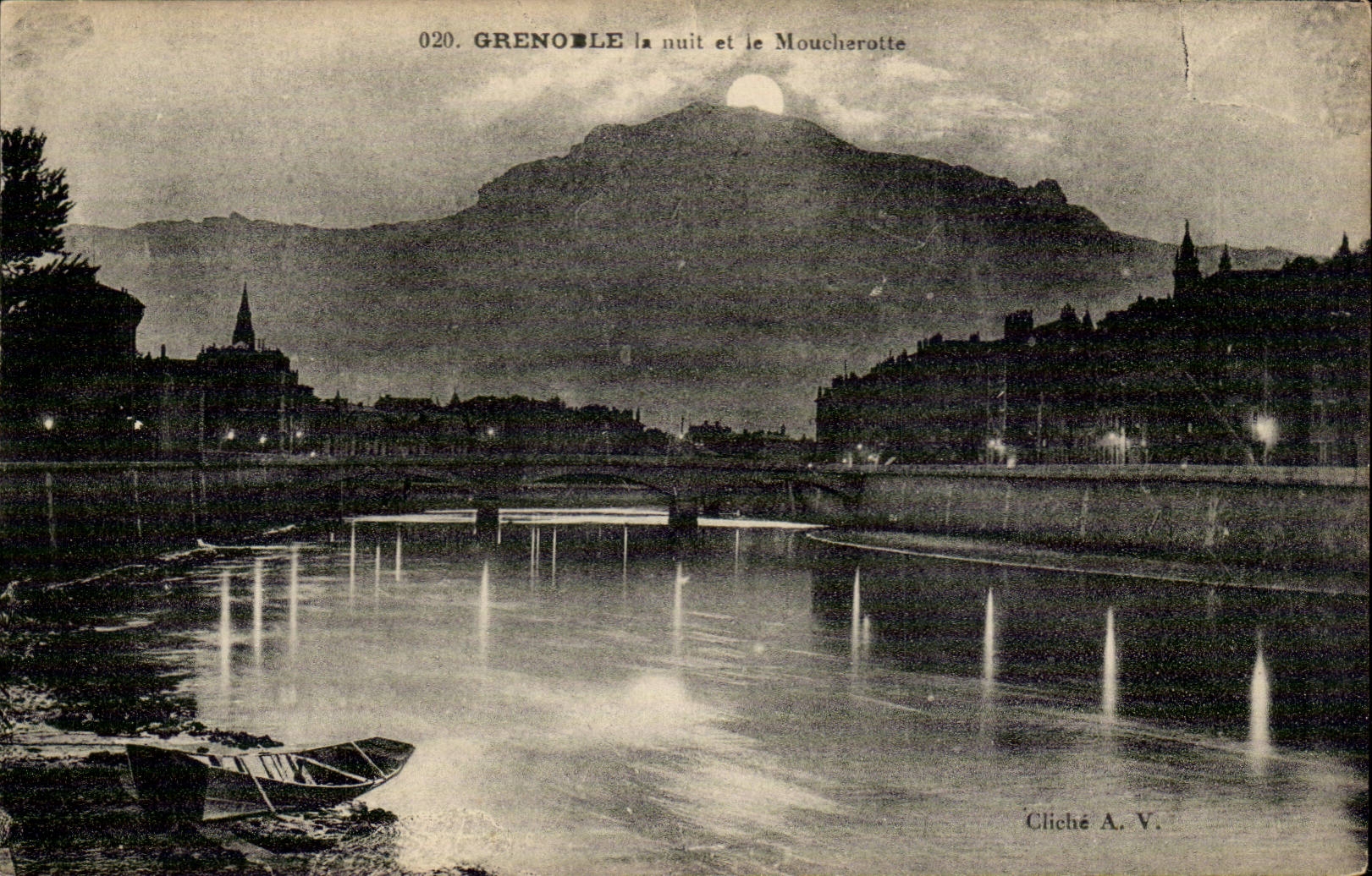 Grenoble - the Night and Moucherotte - CPA