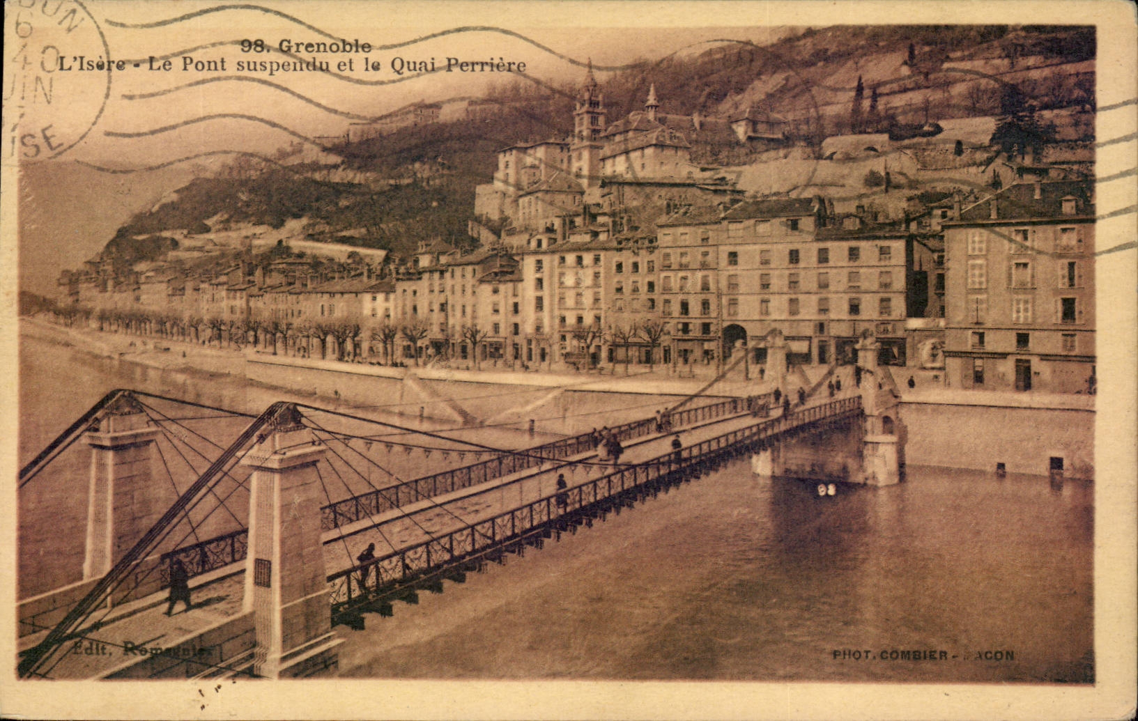 Grenoble - Isere - the Suspended bridge and the Quay Stone quarry - CPA