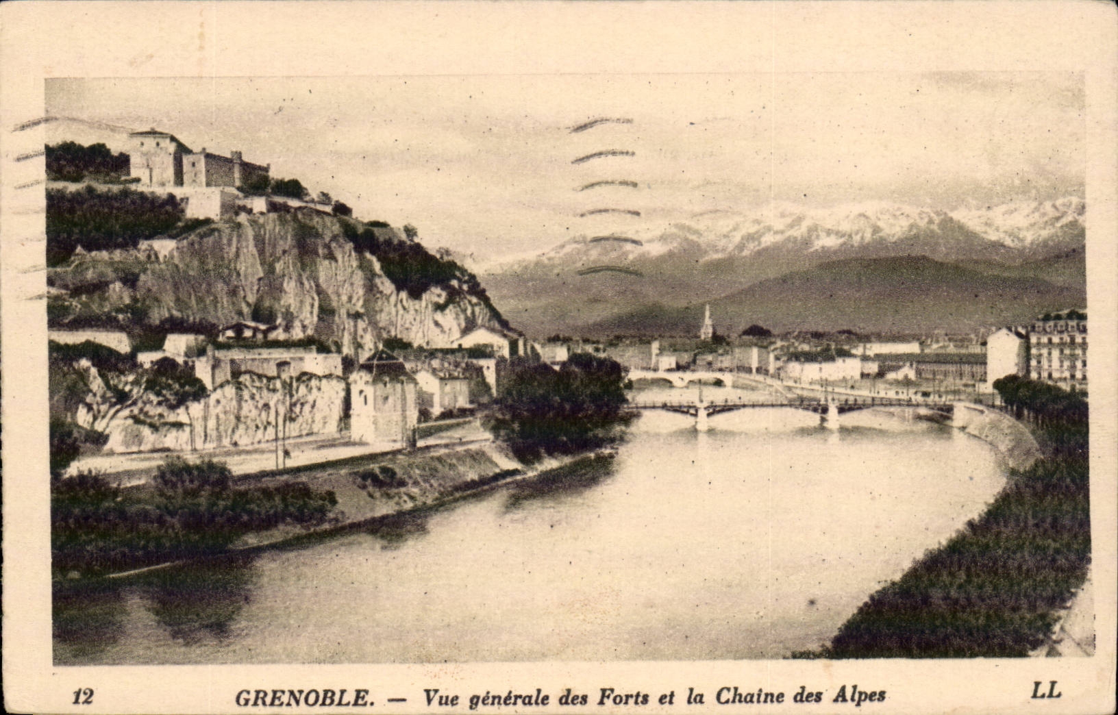 Grenoble - View of the Forts and the Alpine range - CPA