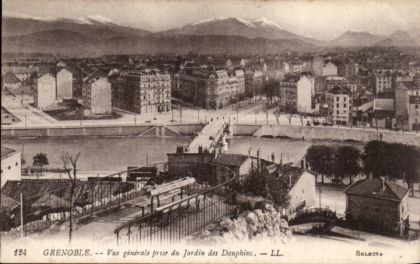 Grenoble CPA View taken of the garden of the Dolphins
