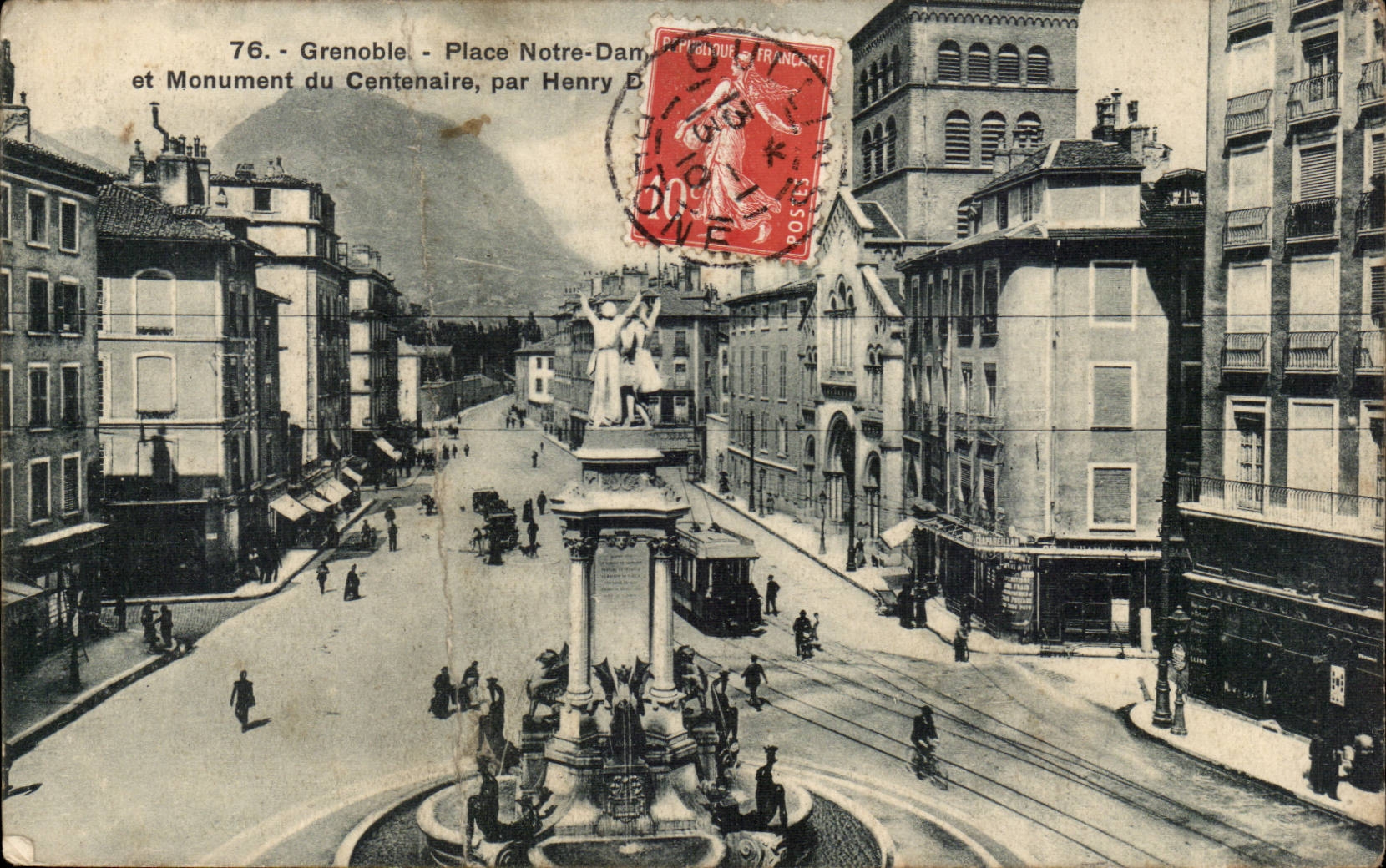 Grenoble CPA Places Notre Dame and monument of the centenary by Henry