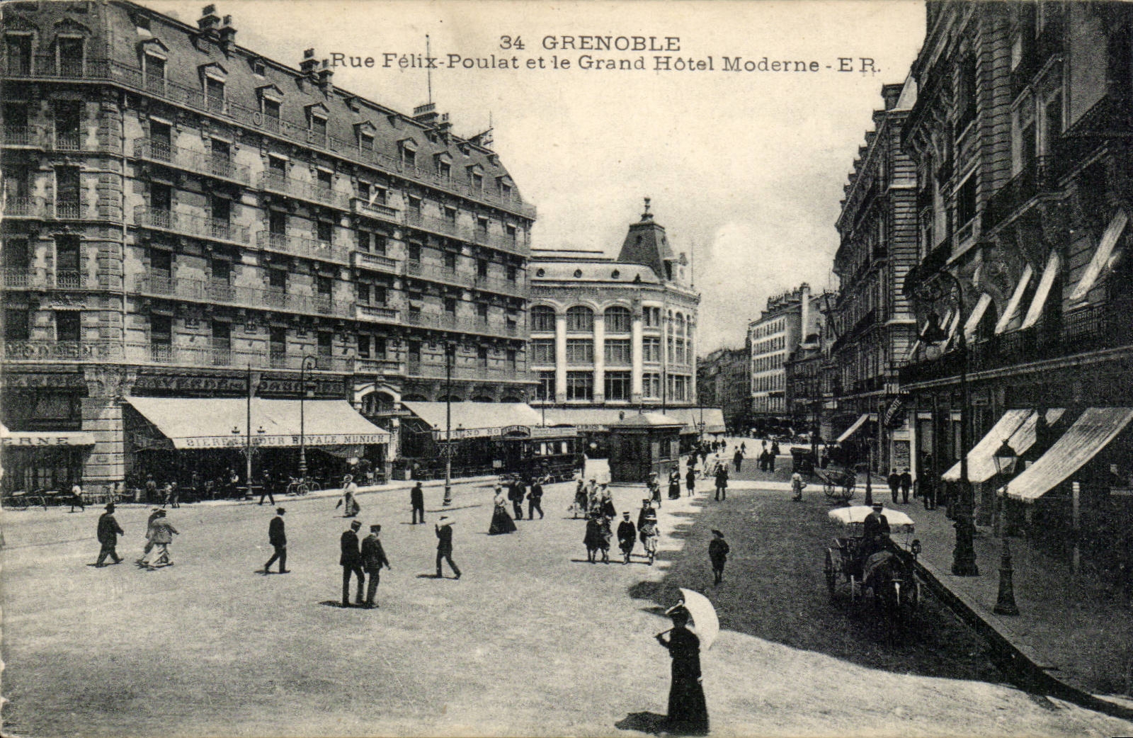 Grenoble CPA Street Felix Poulat and the large Modern hotel