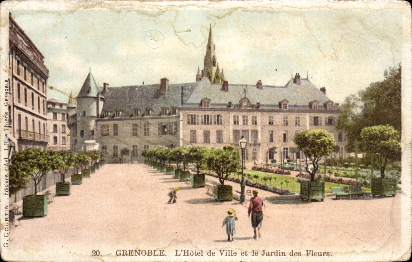Grenoble CPA the town hall and the garden of the flowers