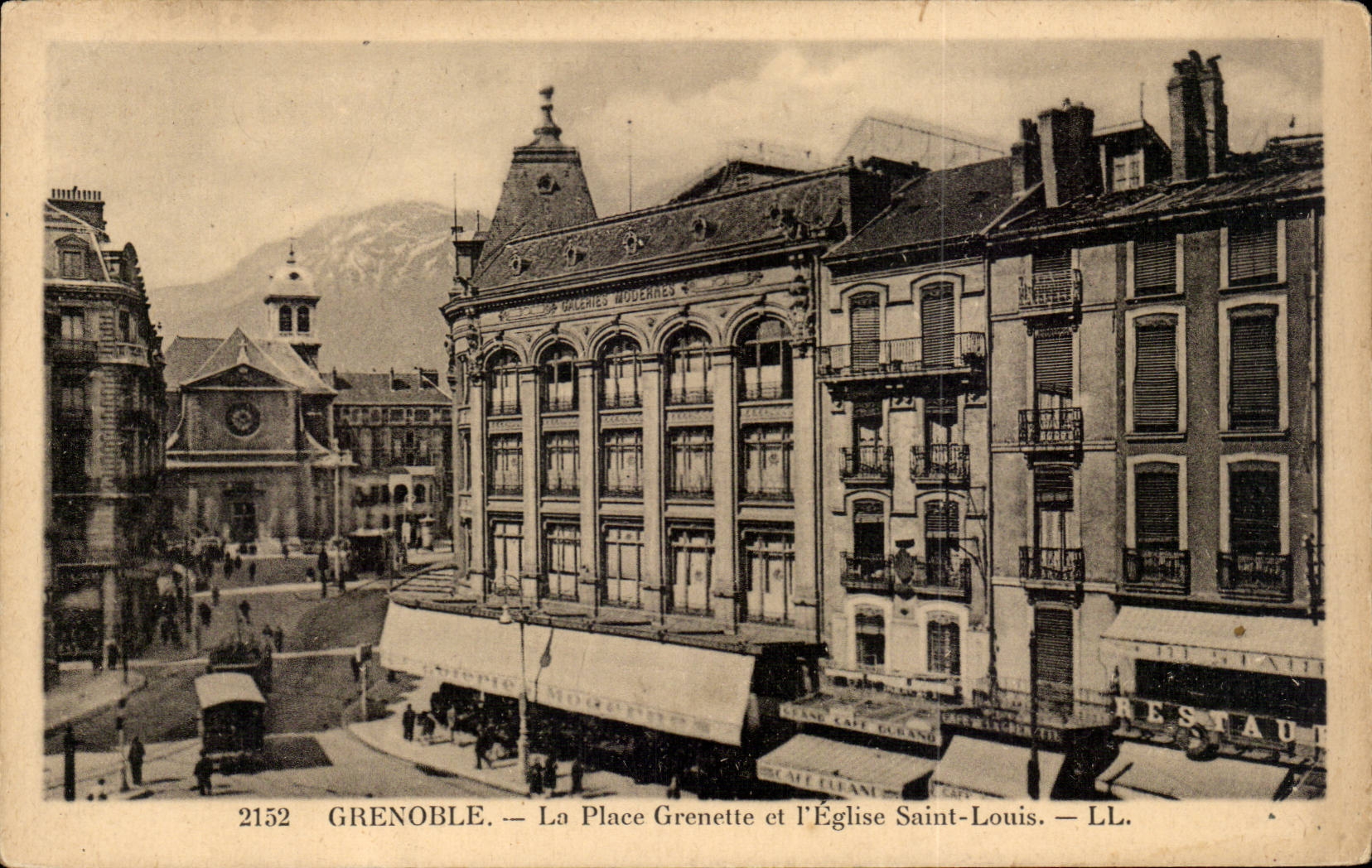 Grenoble CPA the Grenette place and the church Louis saint