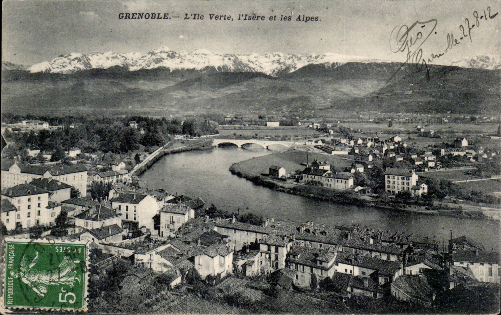 Grenoble CPA the green island the isere and the Alps