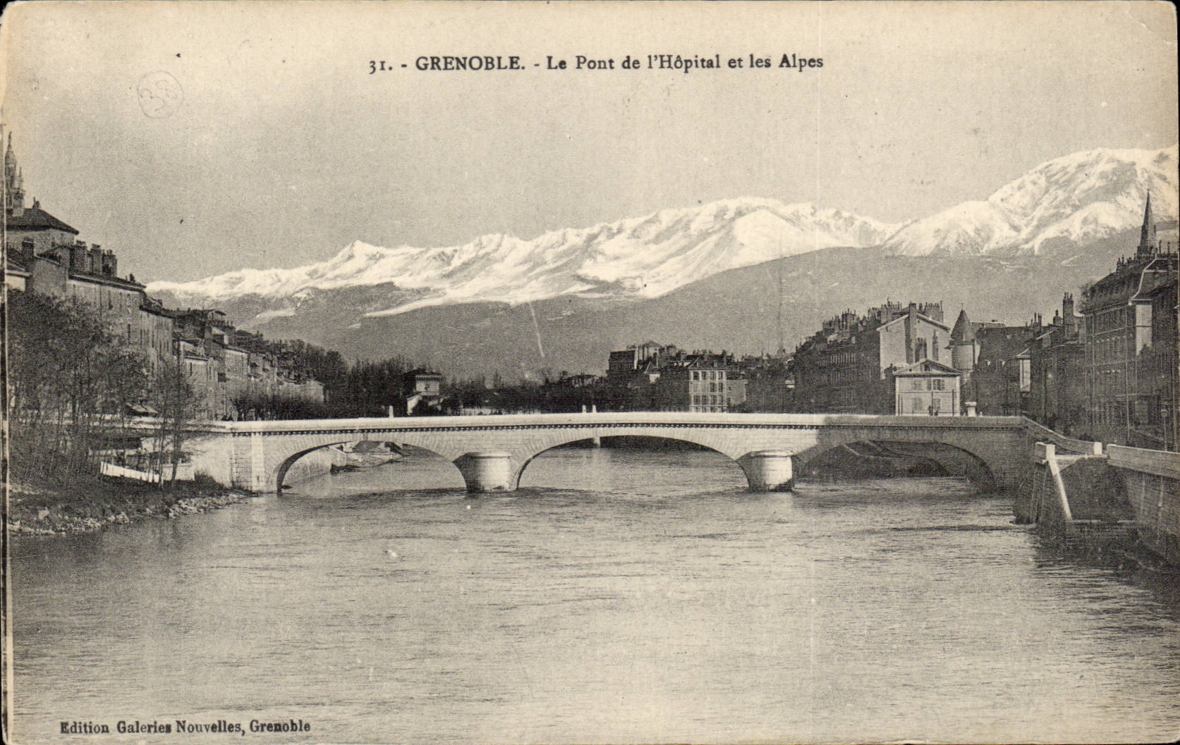Grenoble CPA the bridge of the hospital and the Alps