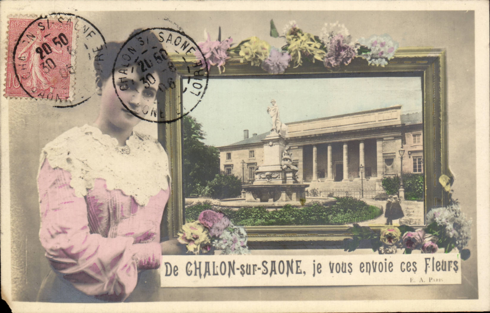 Trawl-net on the Saone - I Send these Flowers to You - Souvenir - CPA