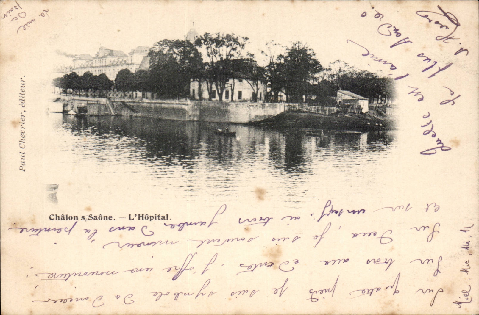 Trawl-net on the Saone - the Hospital - CPA