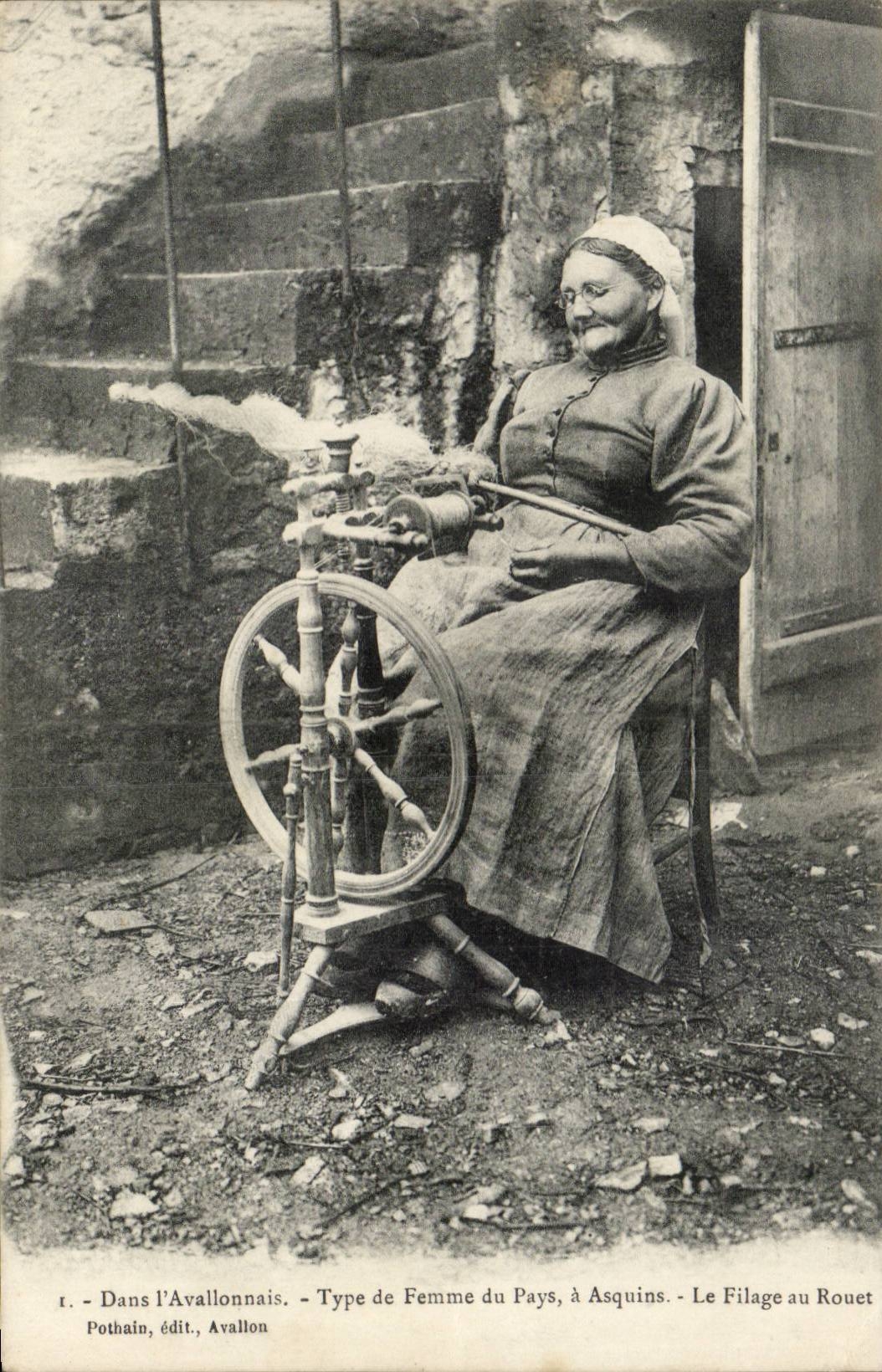 CPA Costume Caps In avallonais Type of woman has Asquins the spinning with wheel TOP