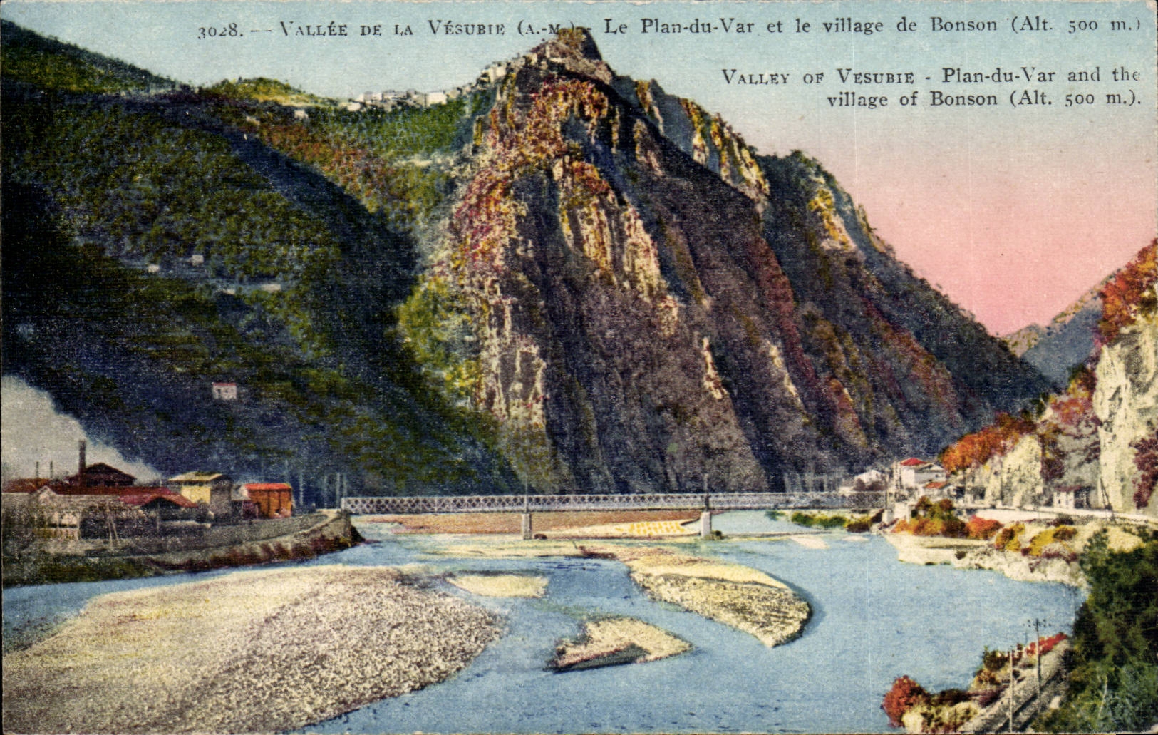 Tal von Vesubie - der Plan des VAr und das Dorf von Bonson CPA