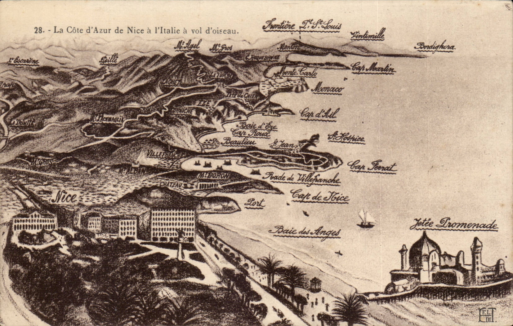 The Dimension of Azure of Nice in Italy - as the crow flies CPA