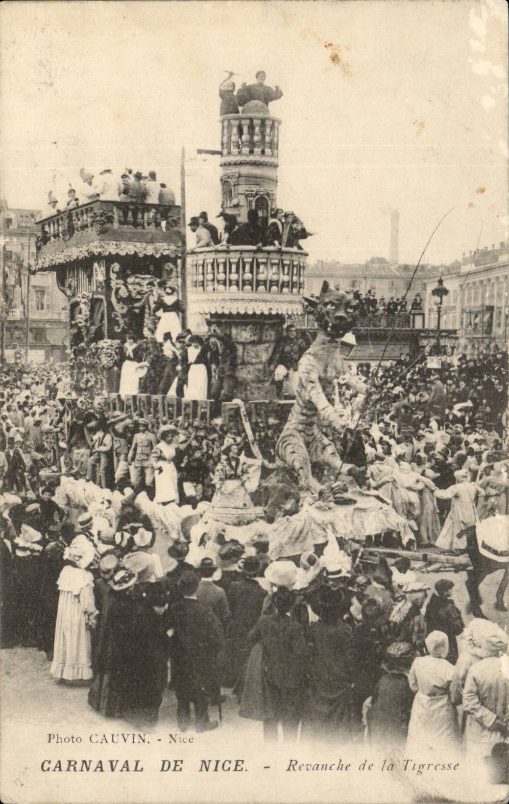 Nette - Karneval von Nizza - Rache der Tiger-Katze - Behalter-Tiger-Karnevals-Tiger - - CPA