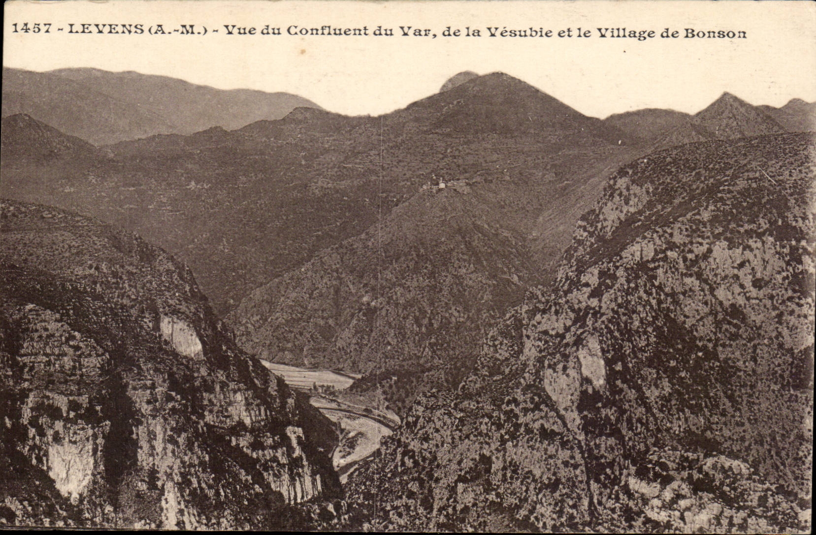 Levens - Sight of the Confluence of the VAr of Vesubie and the Village of Bonson - CPA