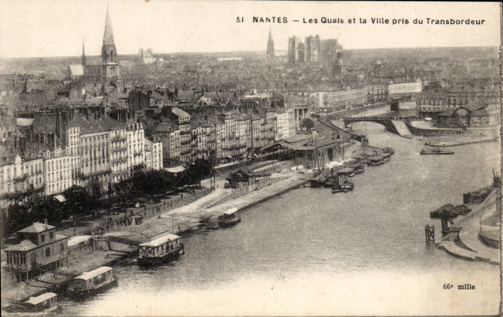 Nantes - Quays and the City taken of the Transporter - CPA
