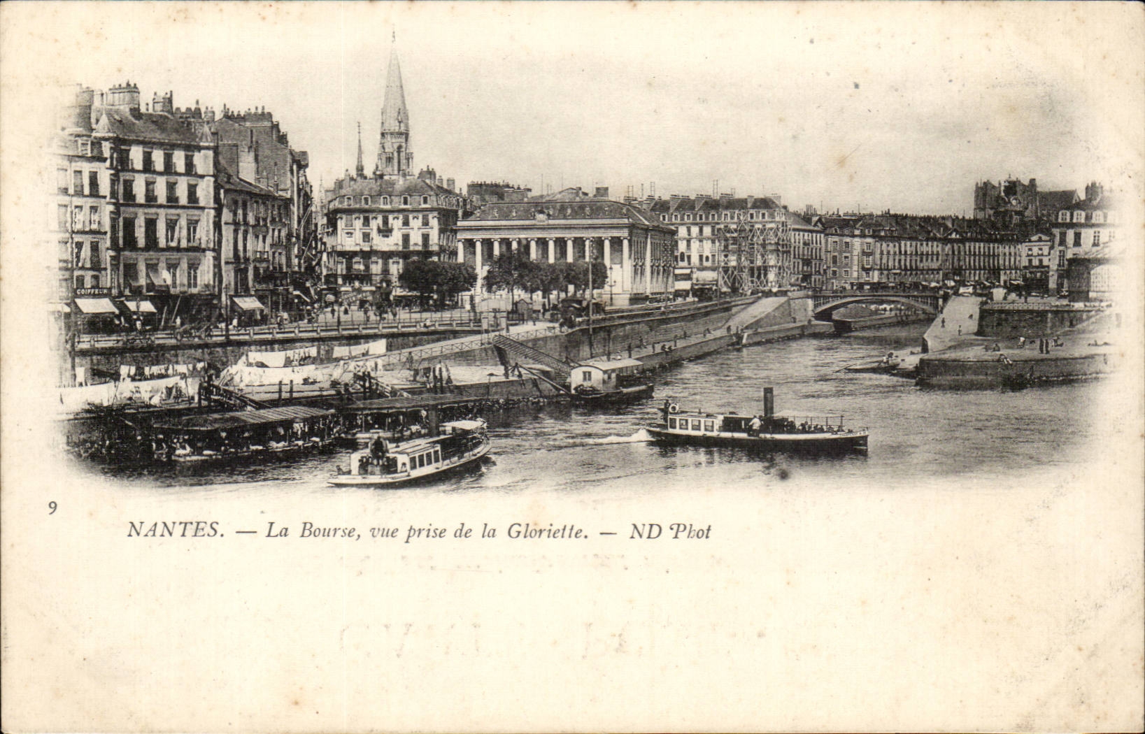 Nantes - the Stock Exchange seen from of Gloriette - boat - boat - CPA